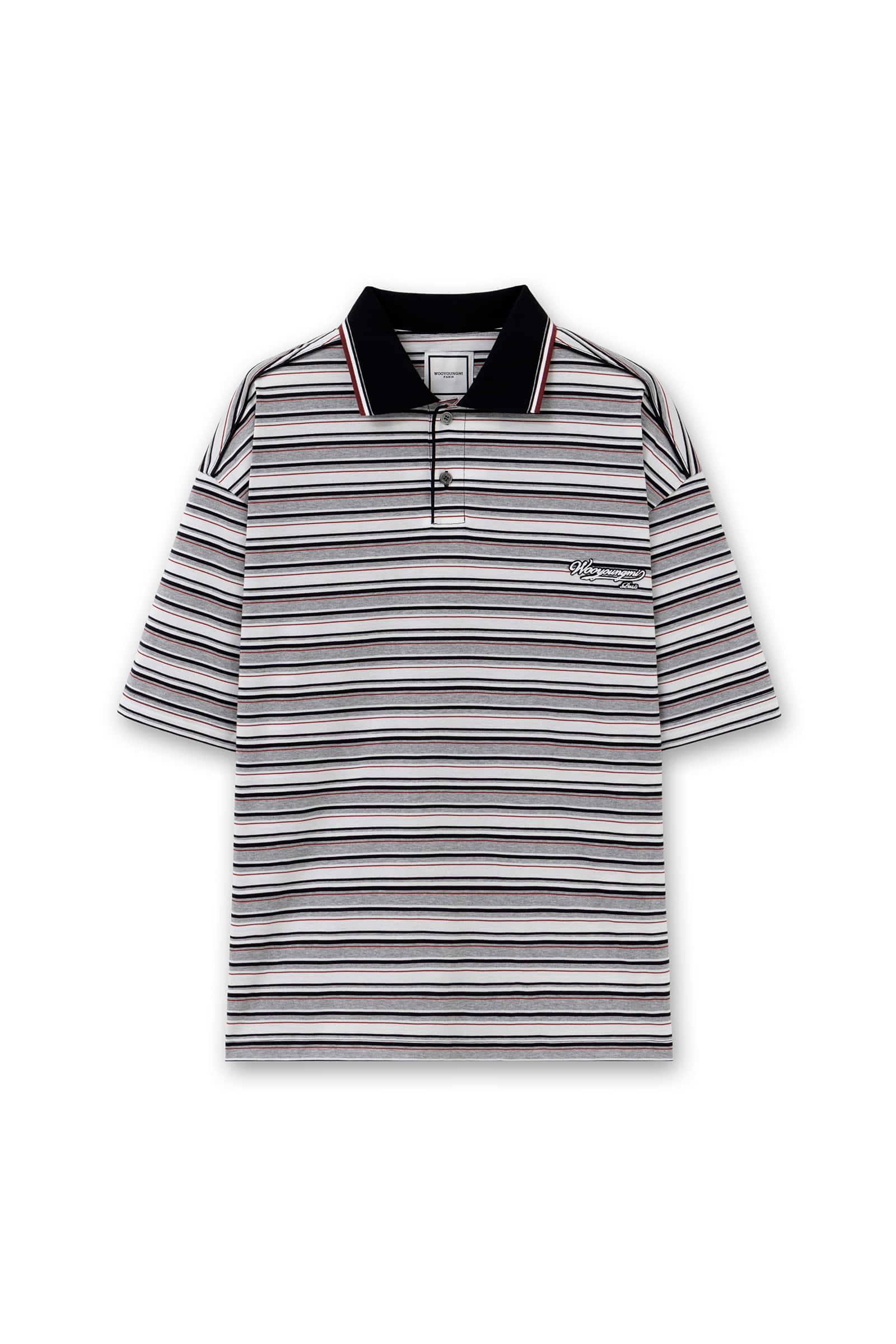 Gray Striped Polo T-Shirt - WOOYOUNGMI