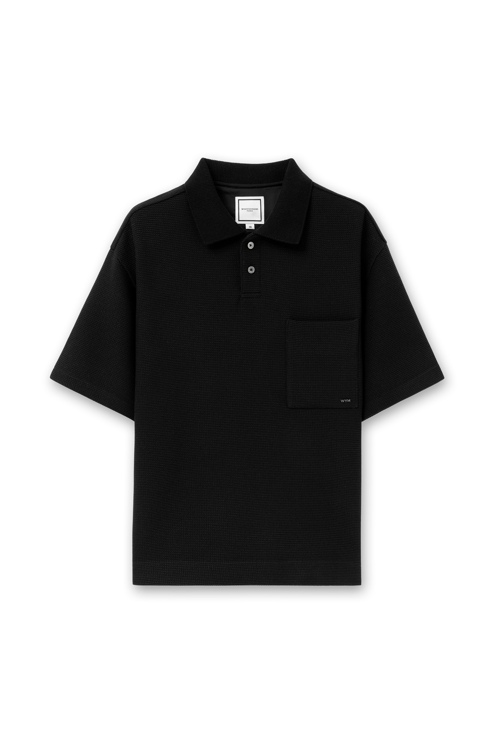 Black Textured Polo T-Shirt - WOOYOUNGMI