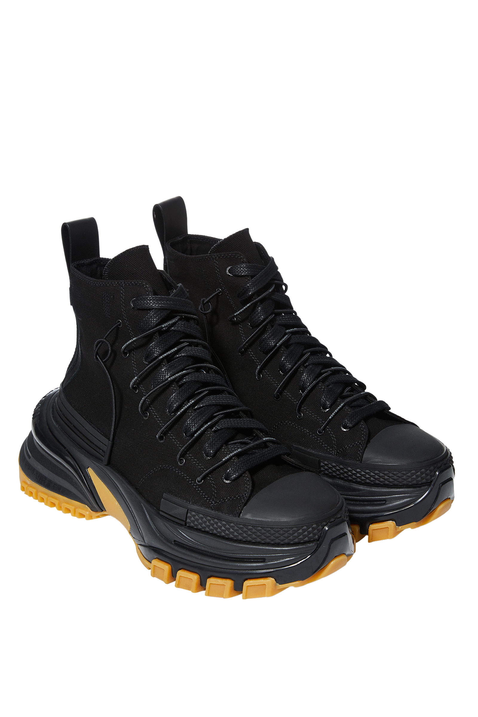 ★WOOYOUNGMI★Black Double Lace High-Top Sneakers★ Black Double Lace High Top Sneakers - WOOYOUNGMI