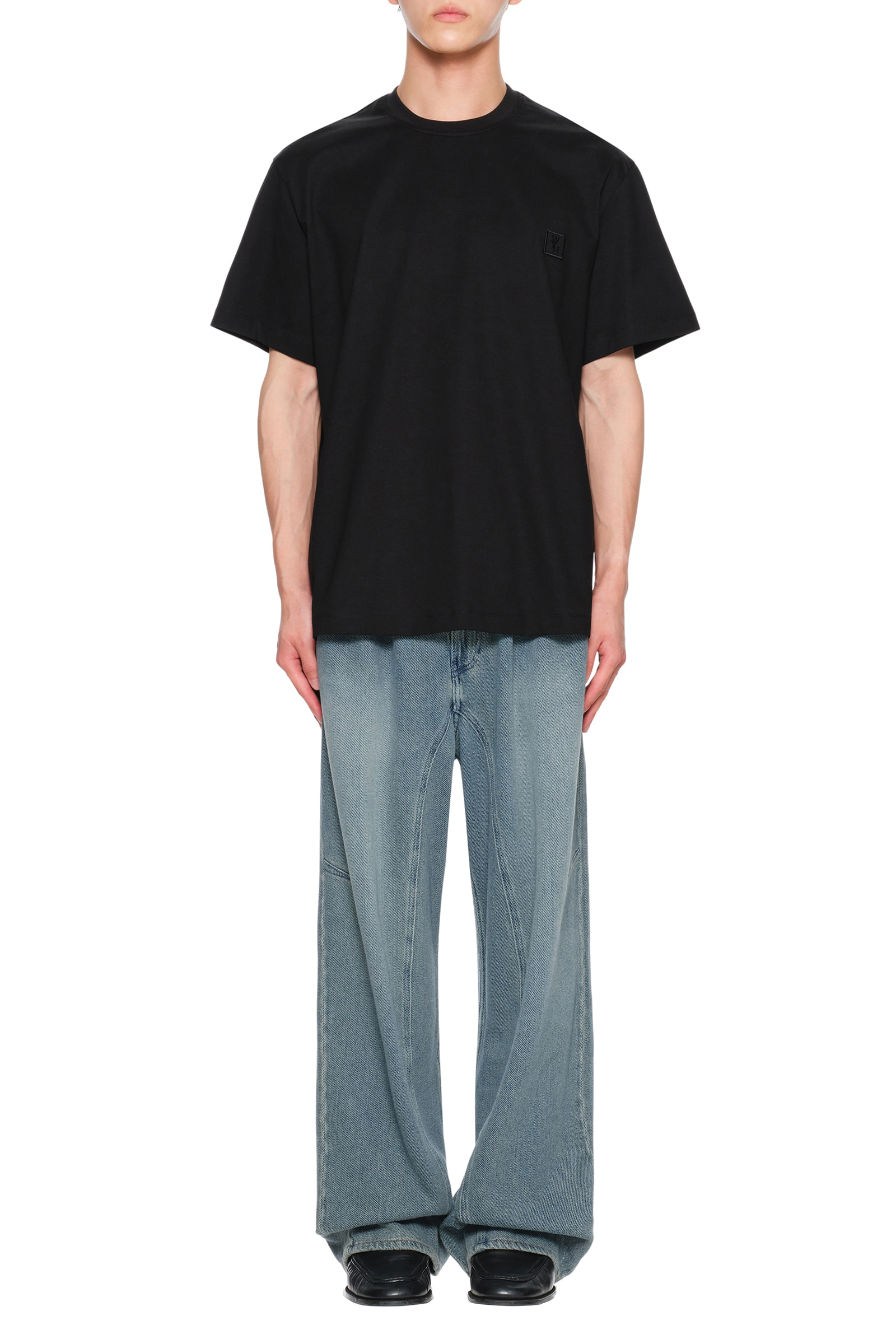 【WOOYOUNGMI】送料/関税込 24FW llic Graphic T-Shirt Wooyoungmi Men's Square Logo T-Shirt in Black Wooyoungmi