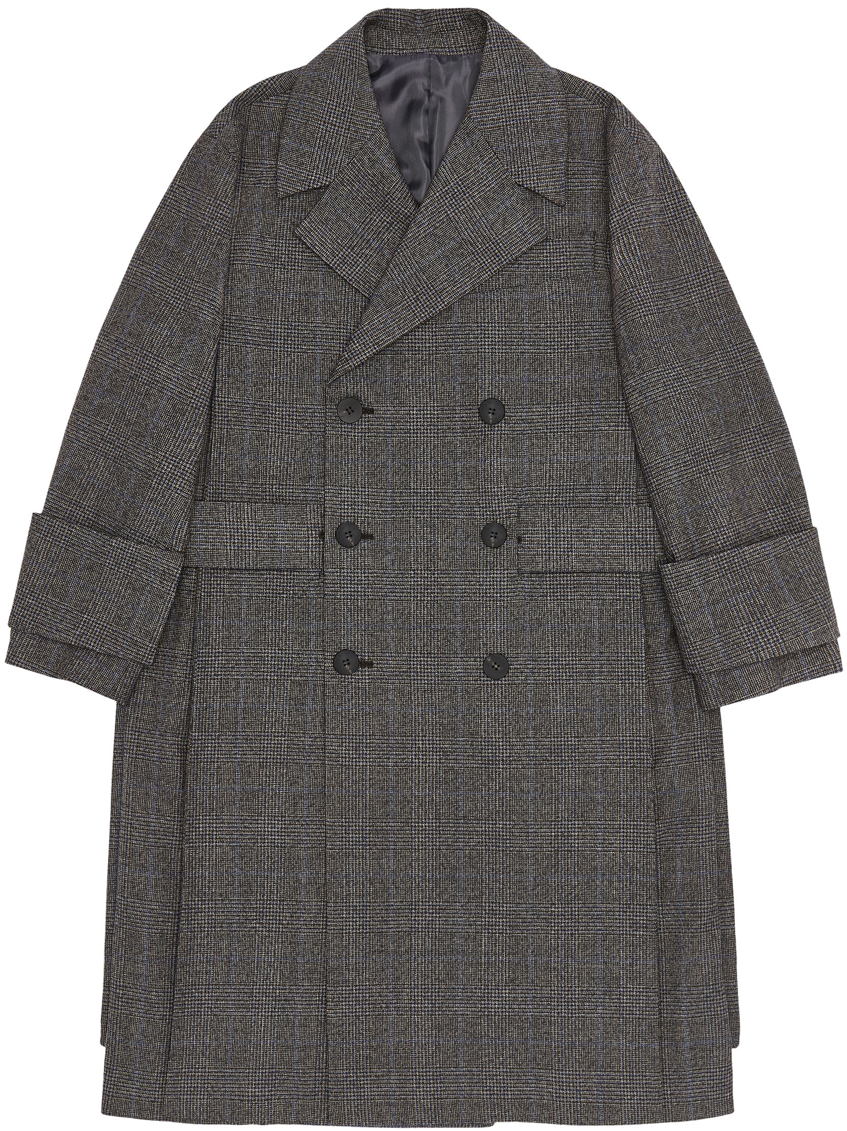 Grey Checked Double-breasted Coat