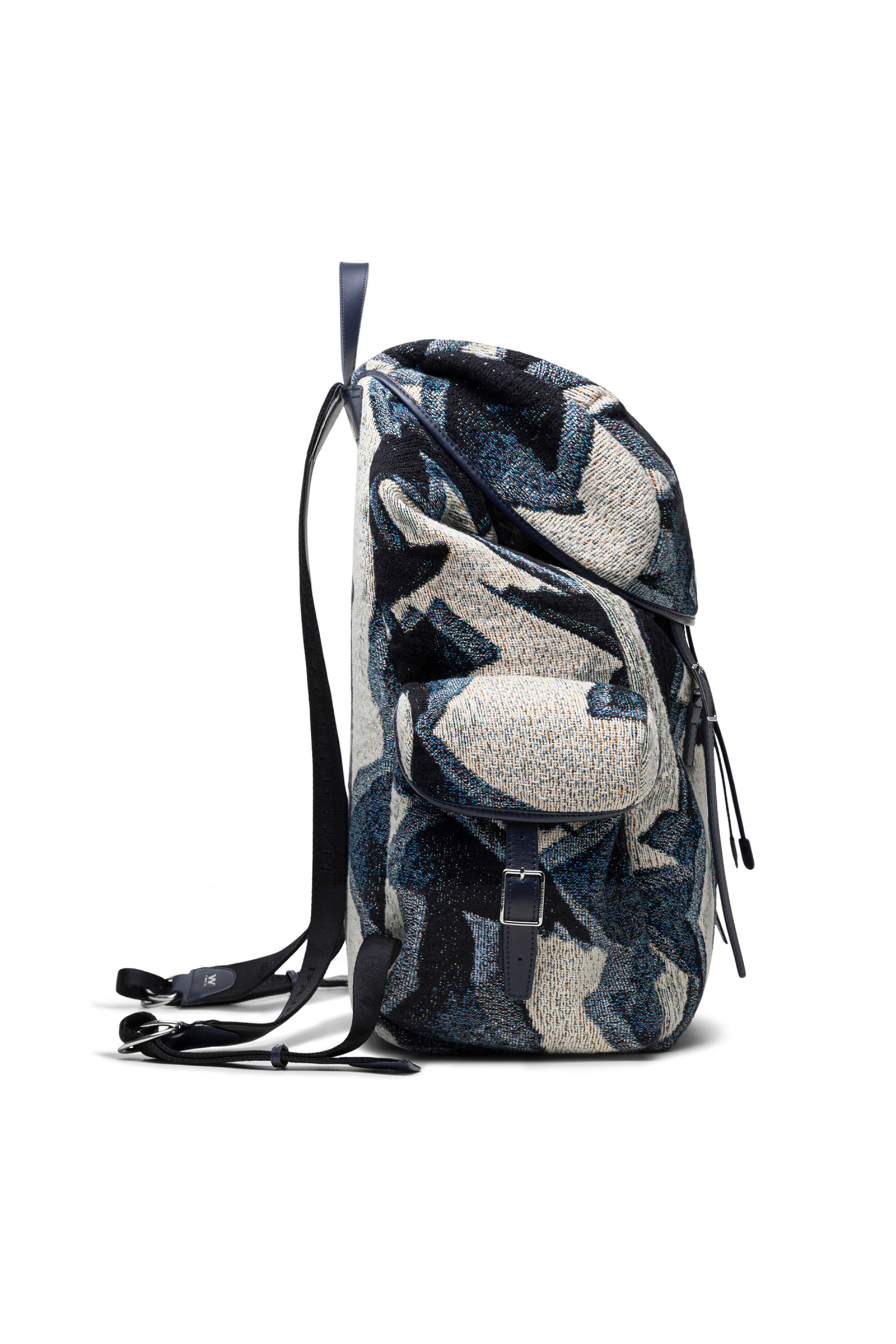Blue Zigzag Cotton Backpack - WOOYOUNGMI