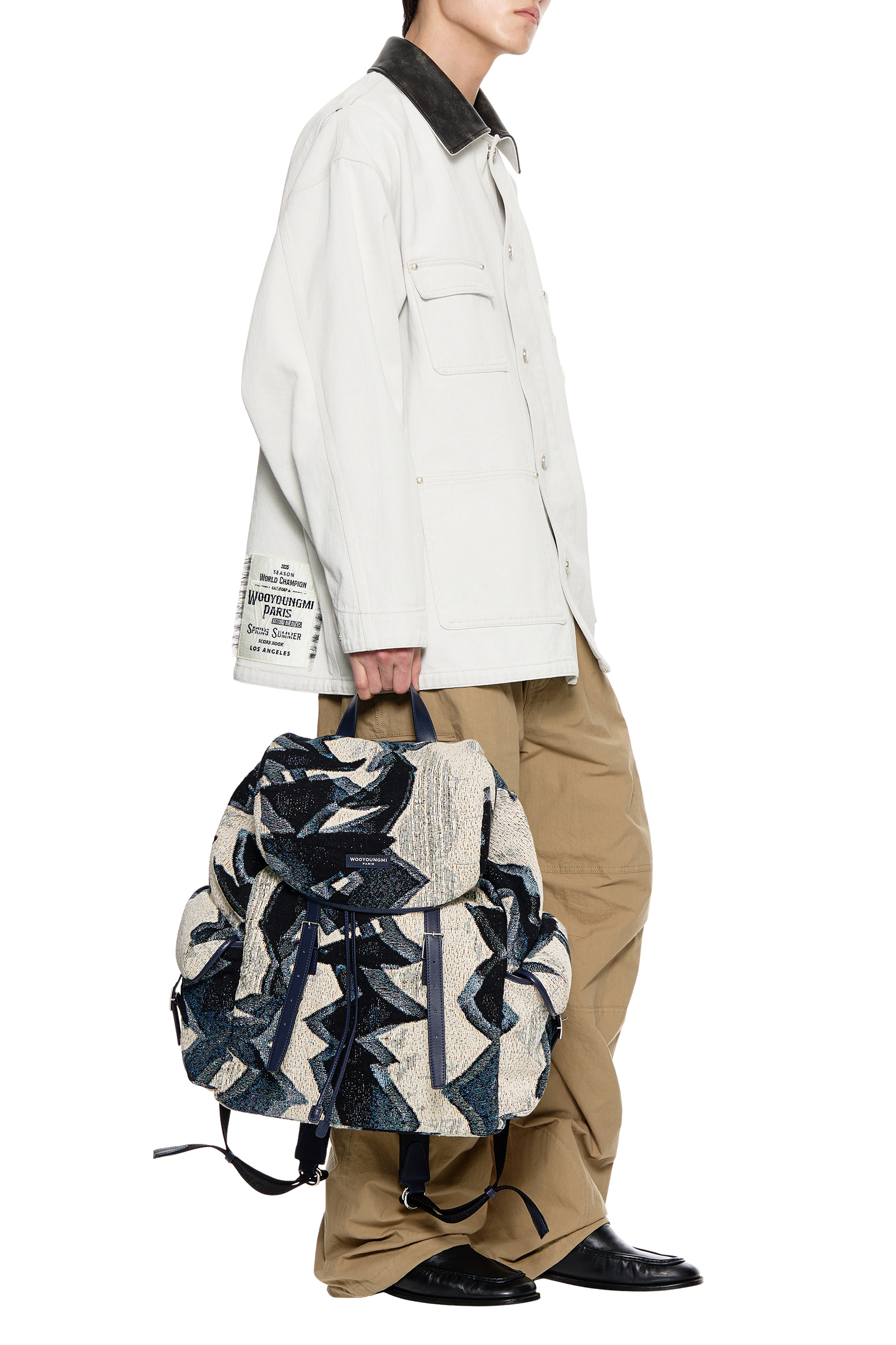Blue Zigzag Cotton Backpack - WOOYOUNGMI