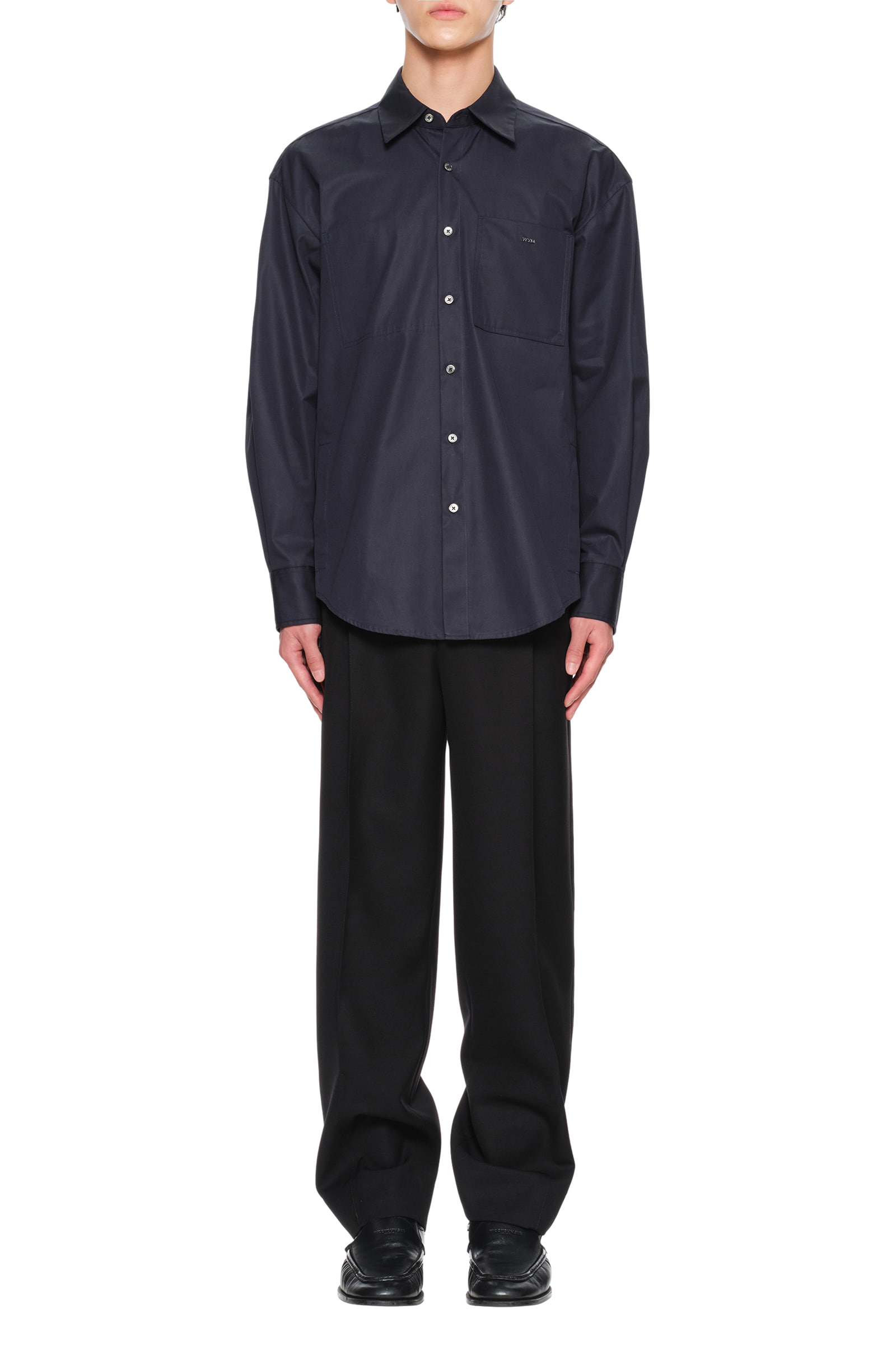 Navy Cotton Back Logo Shirt - WOOYOUNGMI