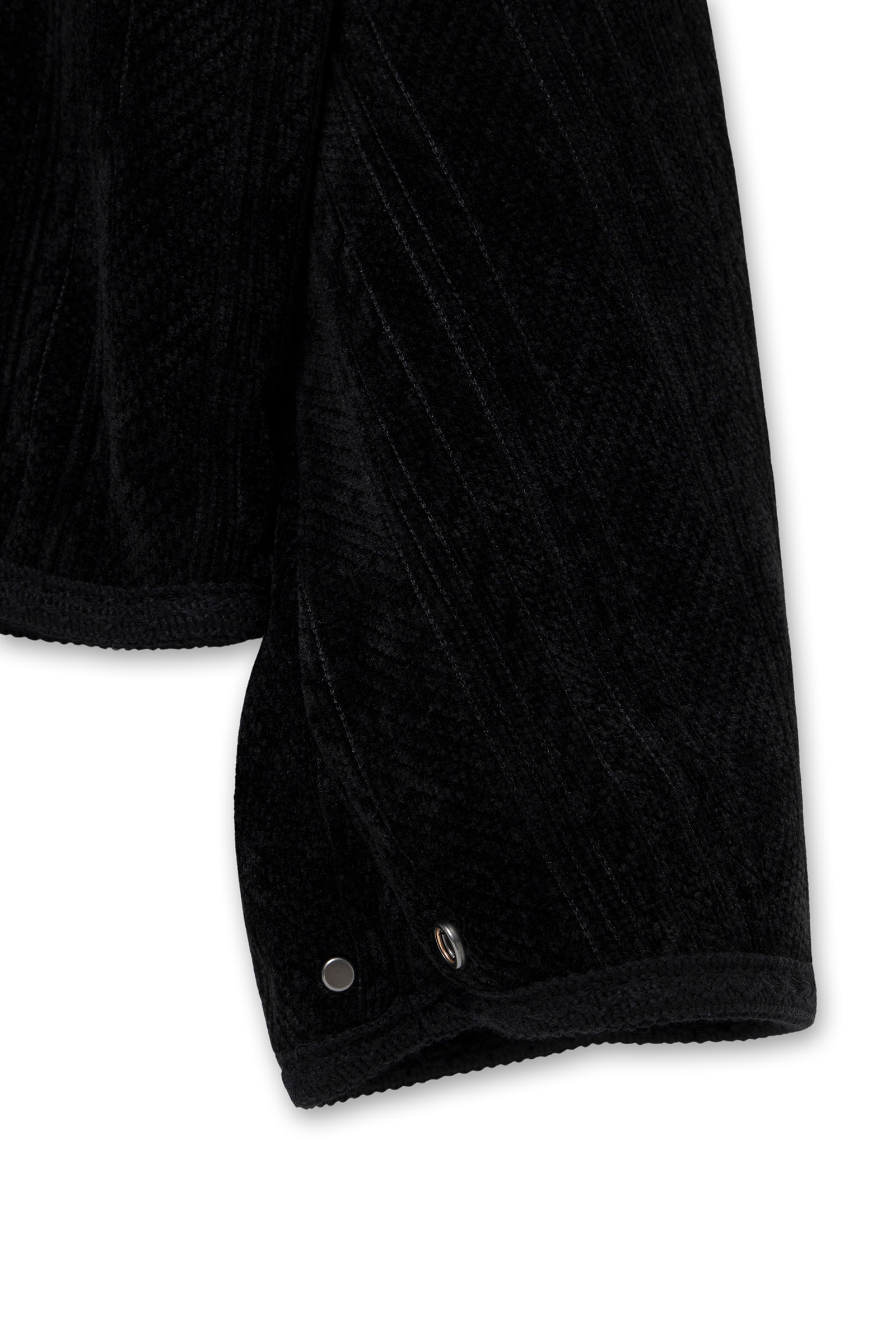 Black Knitted Velvet Zip-up T-shirt - WOOYOUNGMI