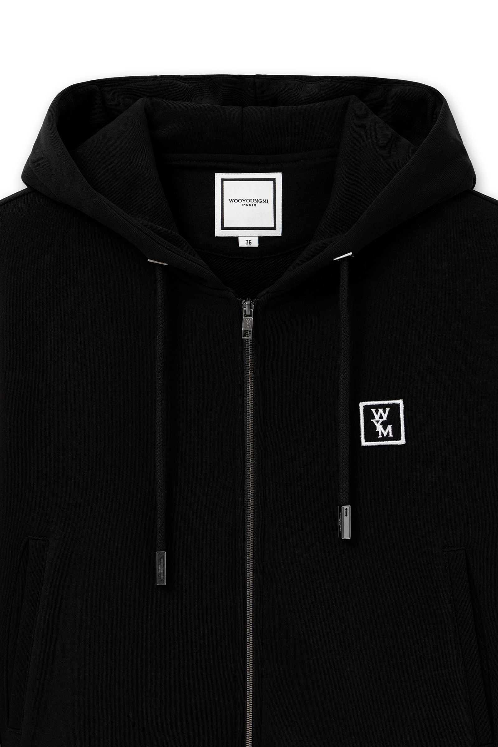 Black Back Logo hooded Zip-Up - WOOYOUNGMI