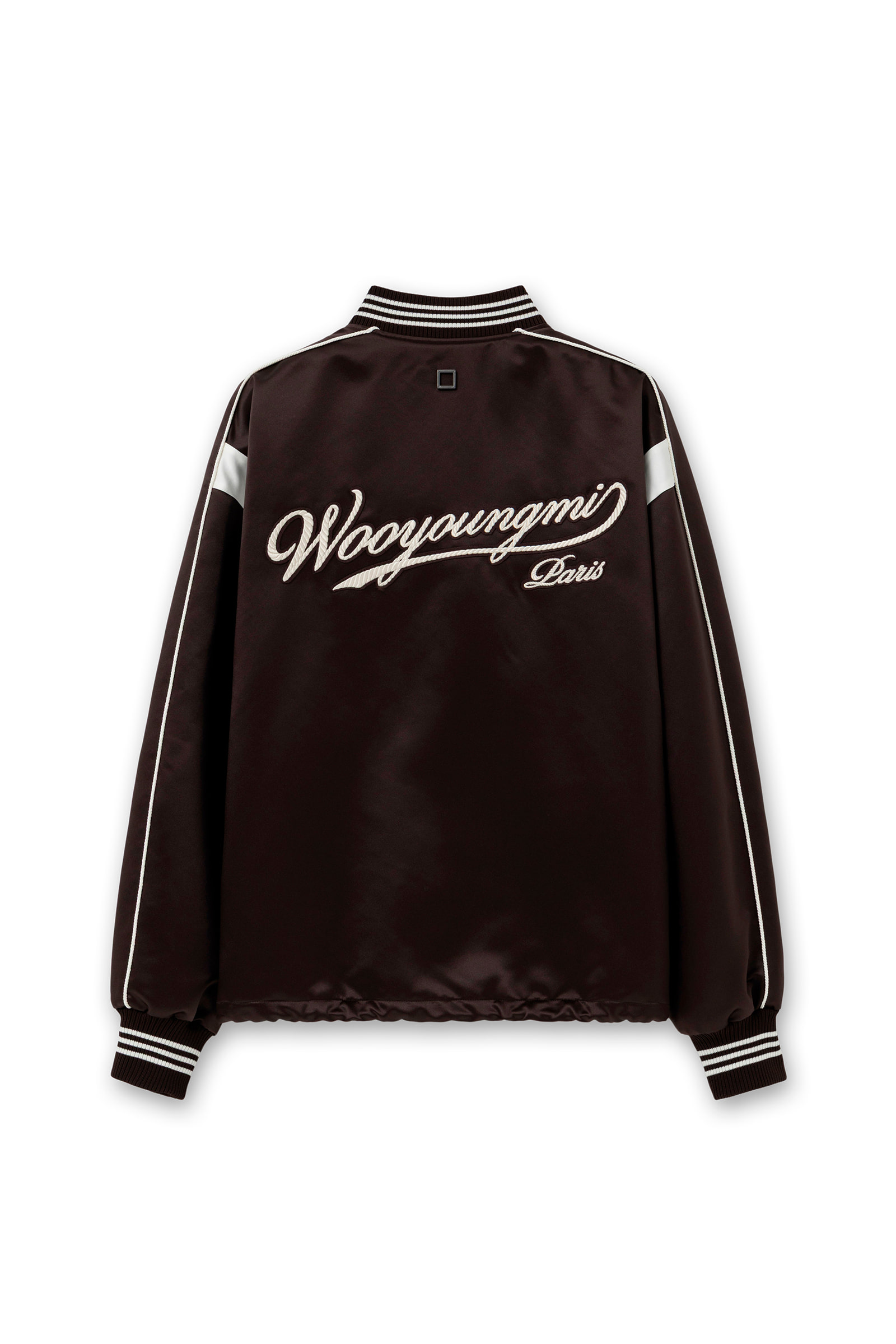 トラックジャケット ジップ ロゴ総柄 高級感 WOOYOUNGMI PARIS Brown Logo Baseball Jacket - WOOYOUNGMI