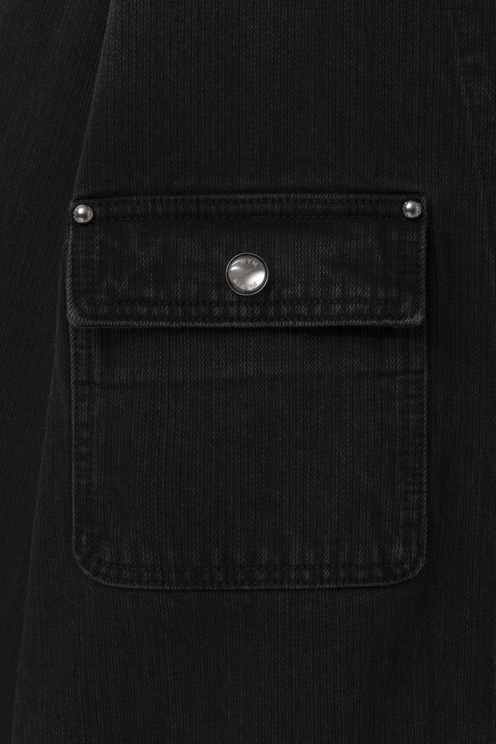 Black Leather Collar Tin-washed Denim Coat - WOOYOUNGMI
