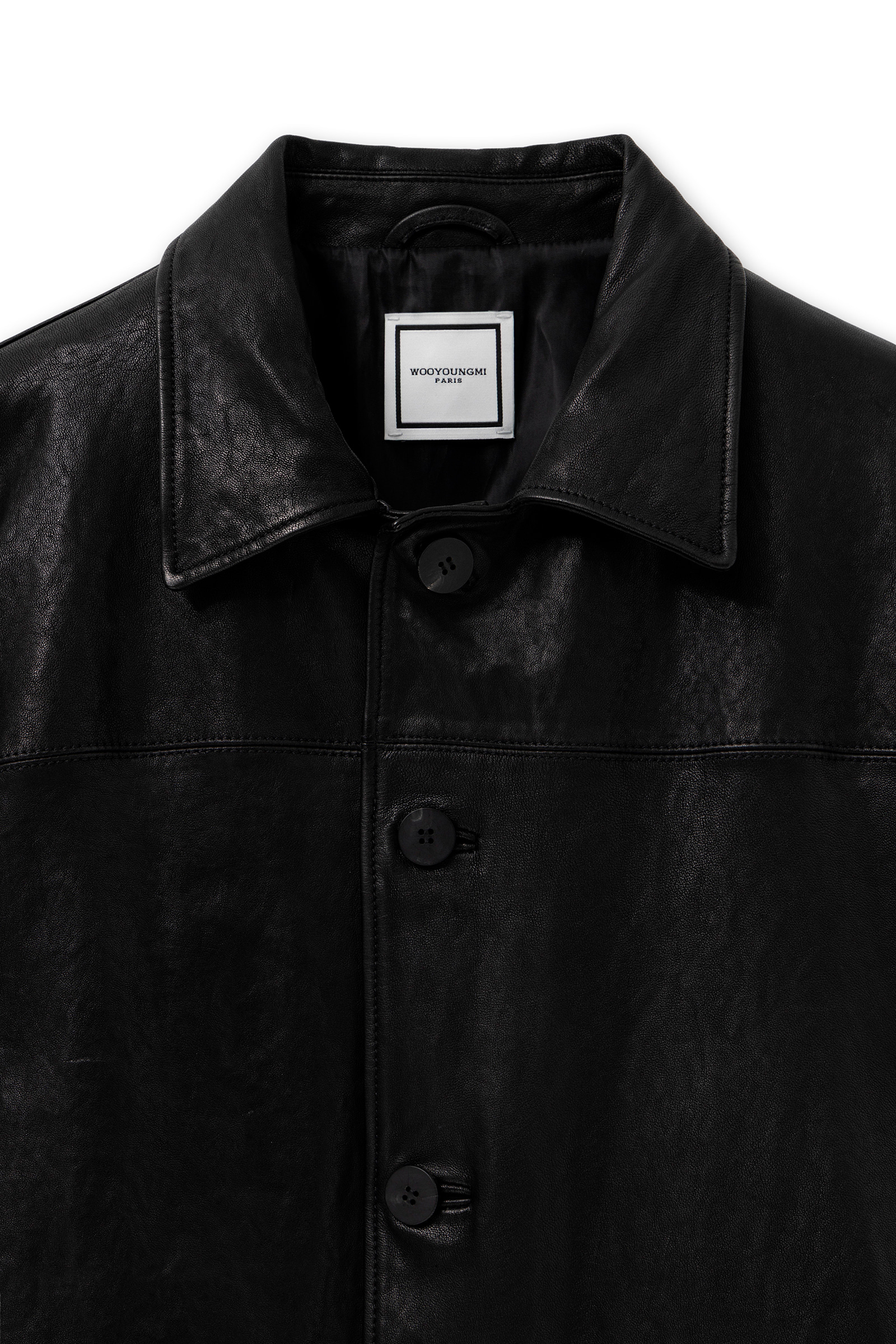 Black Washed Leather Jacket - WOOYOUNGMI 