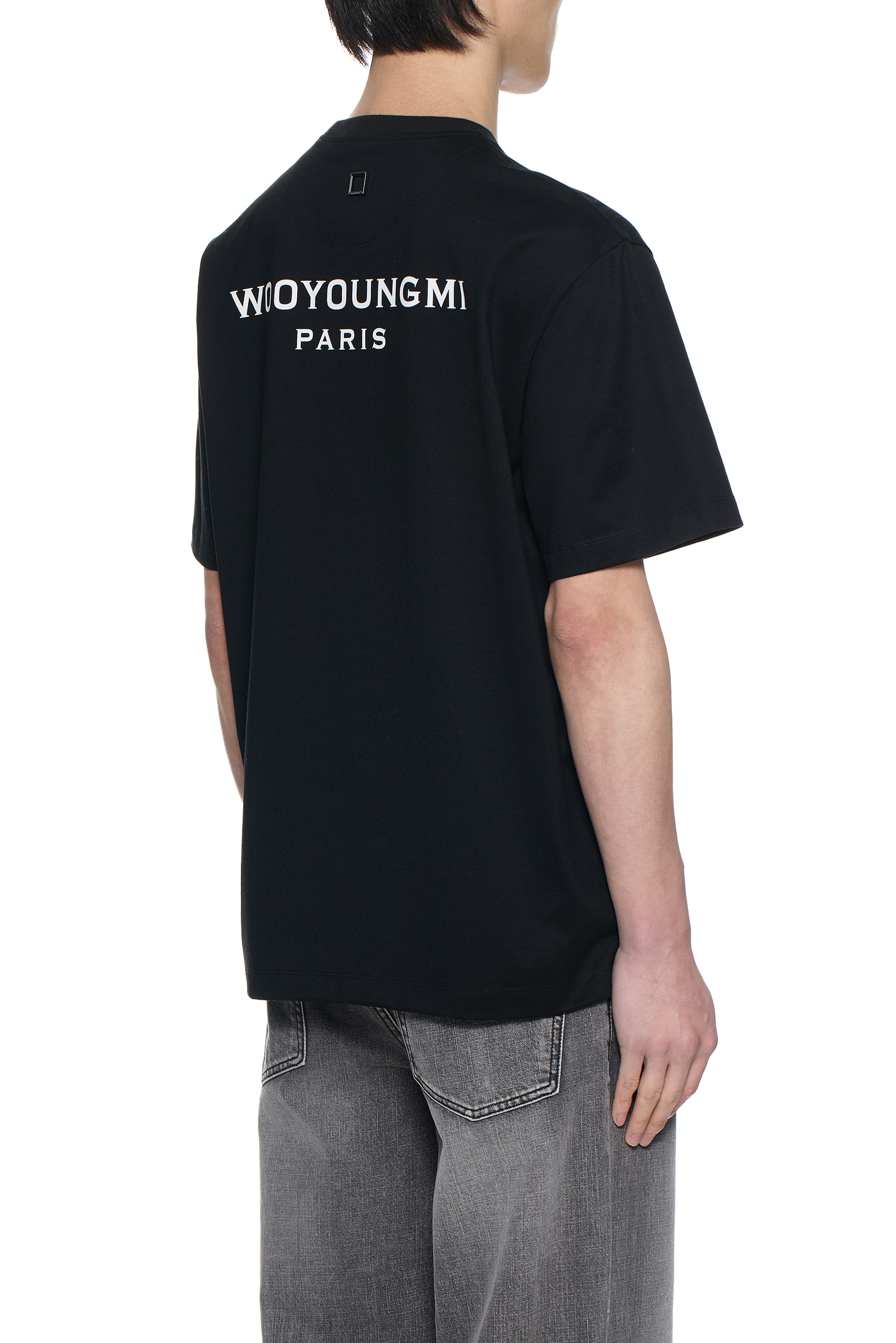 ウーヨンミーWOOYOUNGMI paris パリ ブラックTシャツ半袖夏 Black Cotton Back Logo T-shirt - WOOYOUNGMI