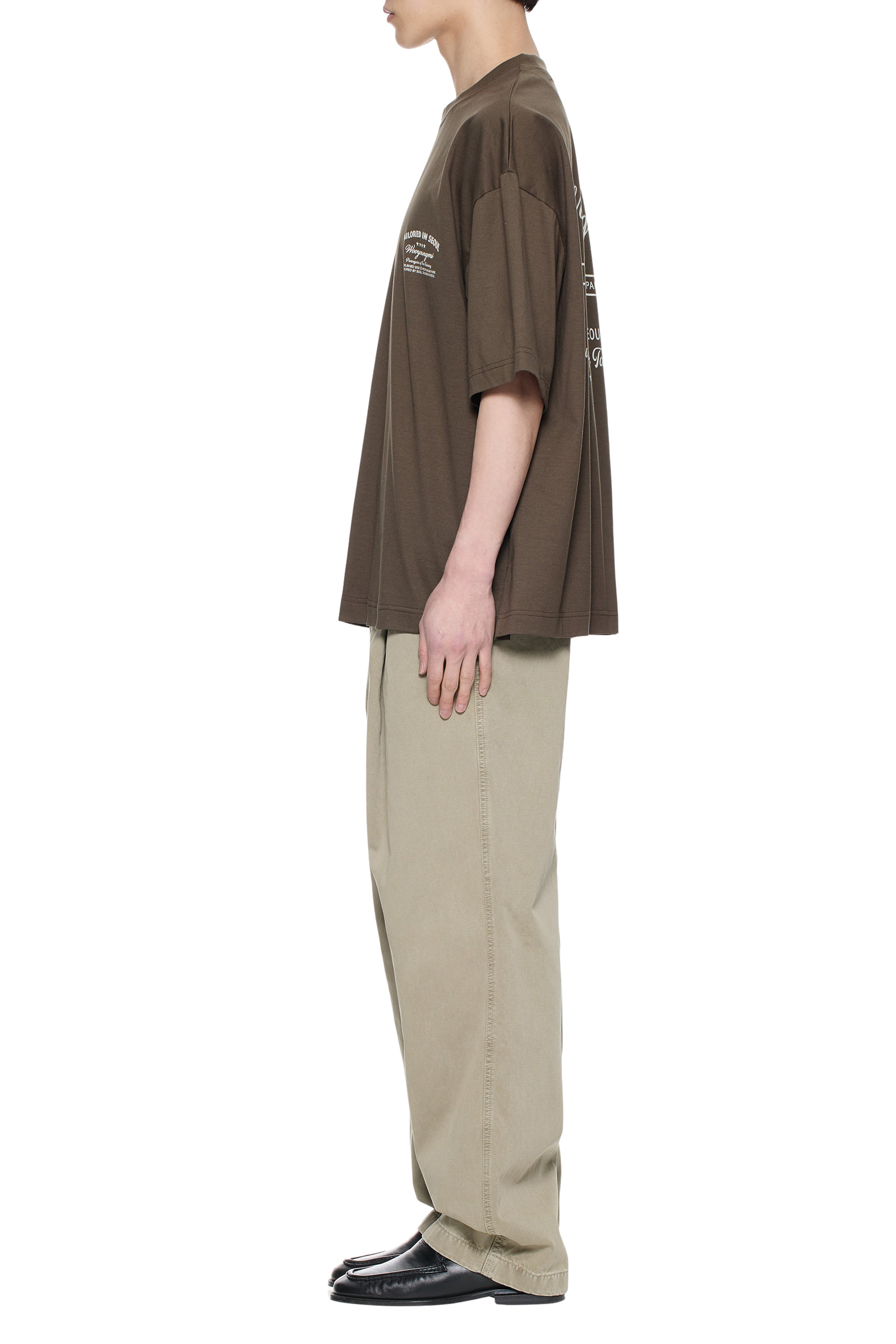 Khaki Lettering Graphic T-Shirt - WOOYOUNGMI