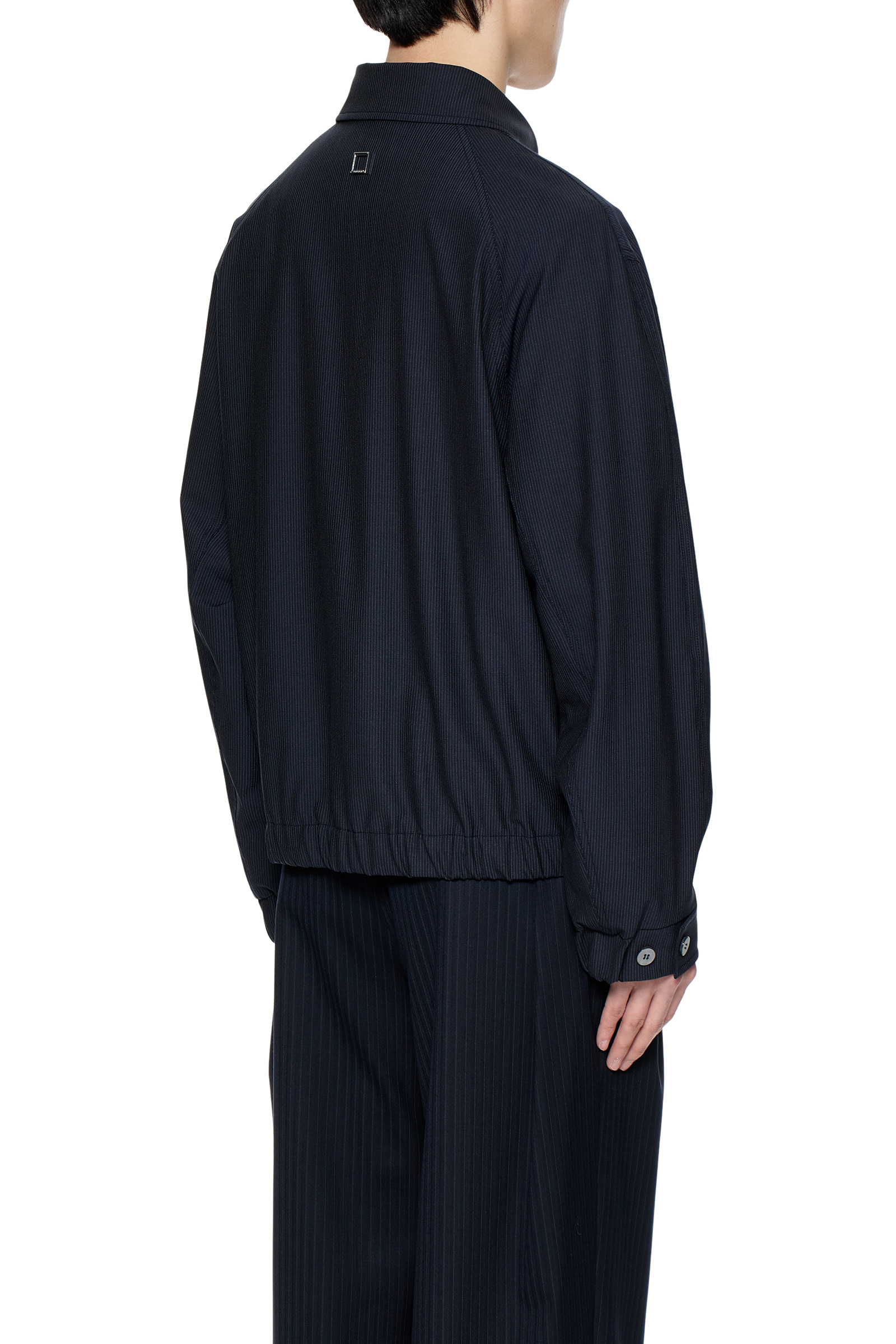 Navy Pin Stripe Zip-up Jacket - WOOYOUNGMI