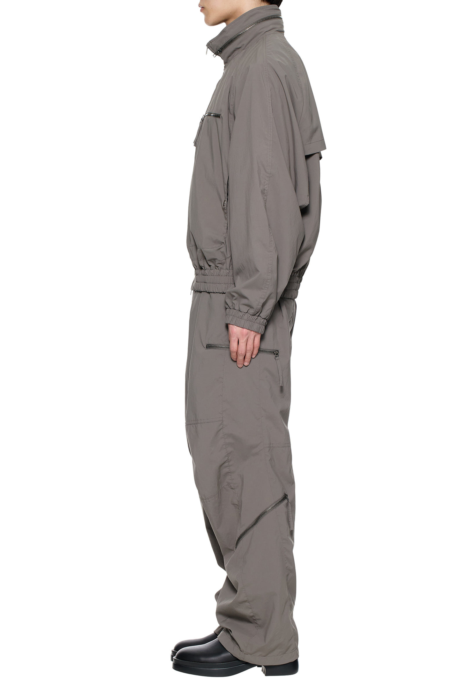 Gray Zip Detail Windbreaker - WOOYOUNGMI