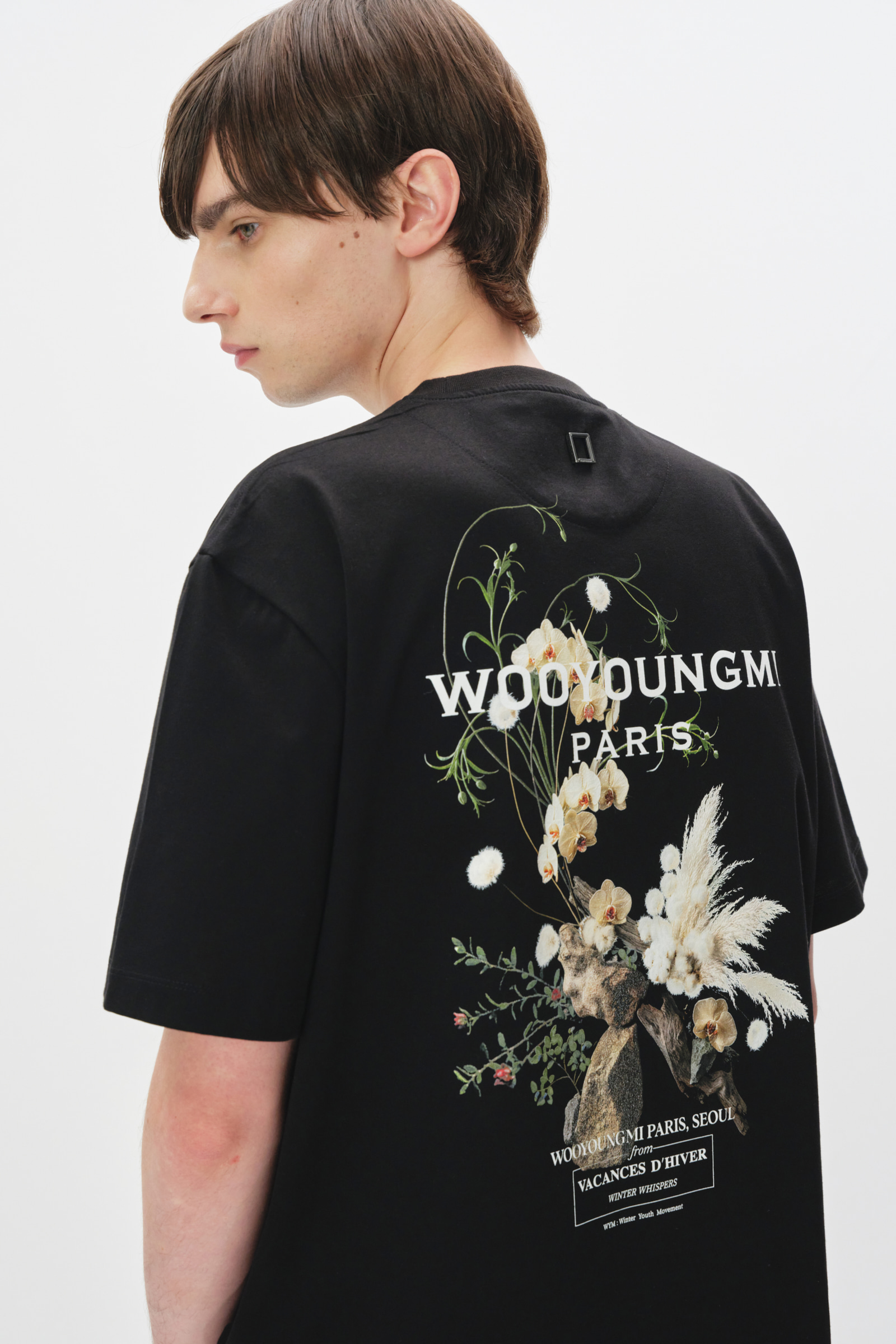 Black Flower Back Logo T-Shirt - WOOYOUNGMI