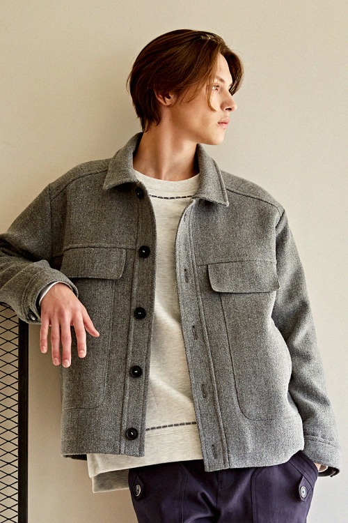 Wool nonwoven 5 button preppy jacket CXS22WWJKA74
