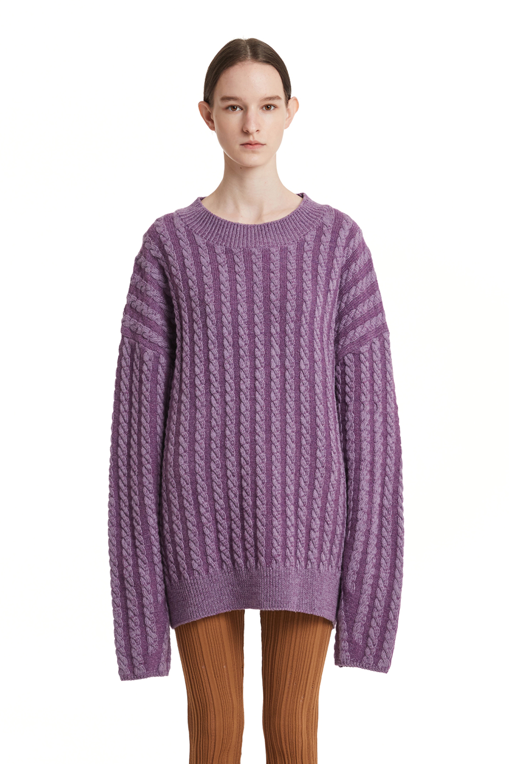 Trunk Project Purple Cable Stripe Knit Sweater