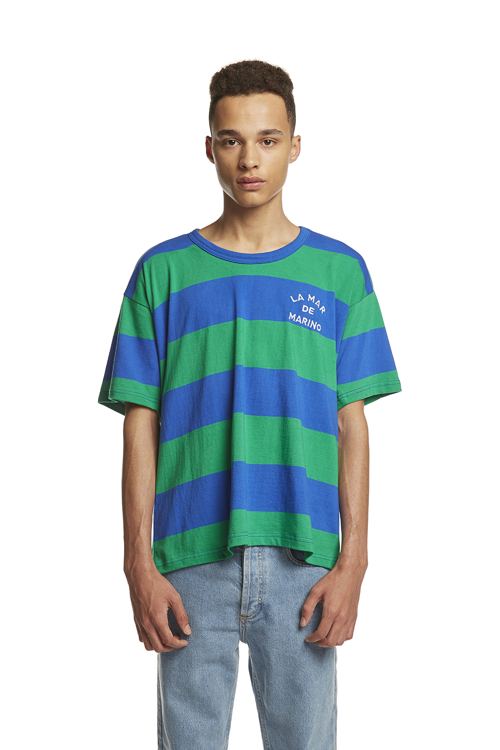 Boxy Striped T-shirt_Blue