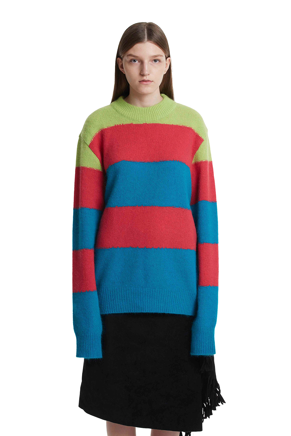 Angora Grunge Stripe Knit Sweater