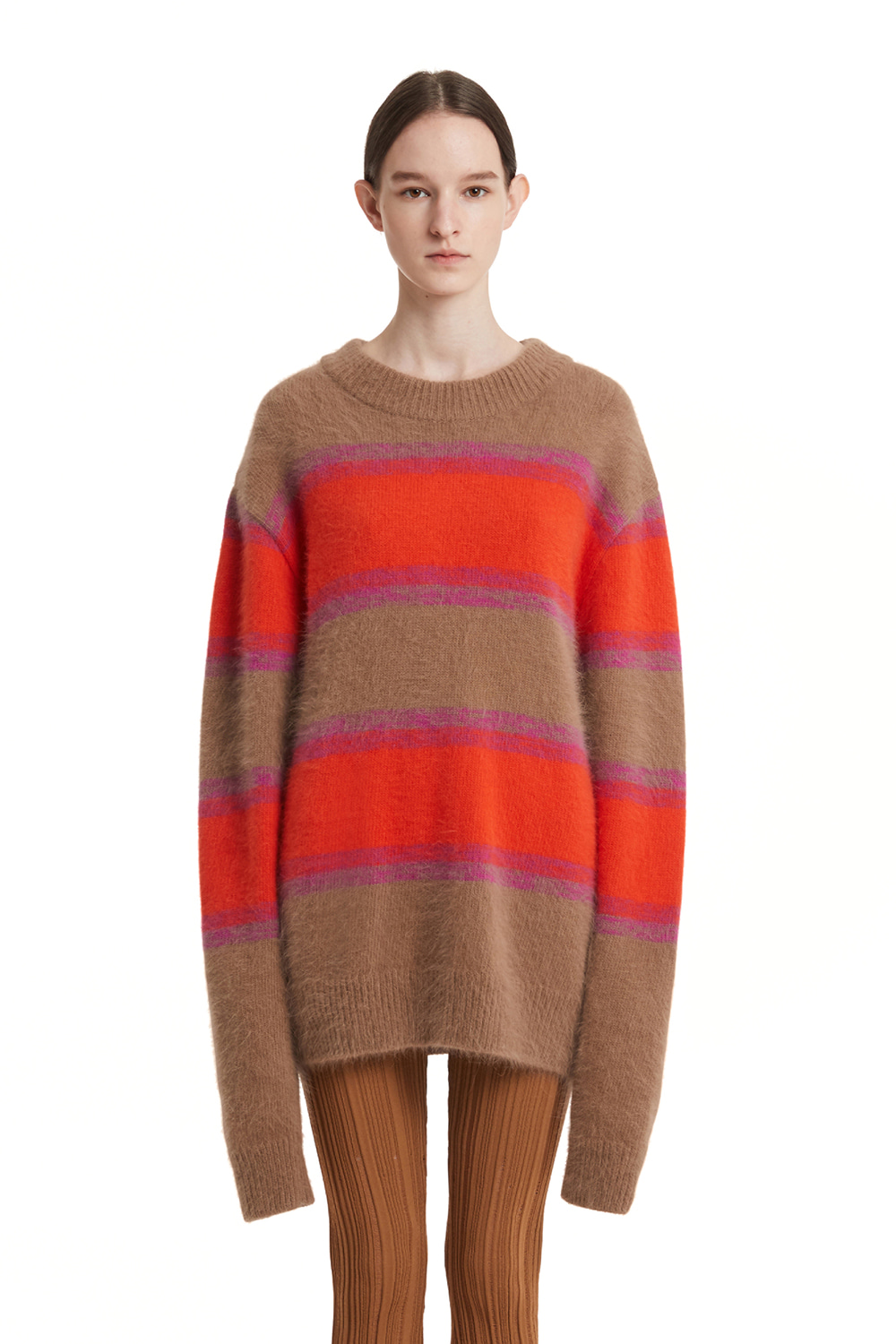 Angora Stripe Knit Sweater