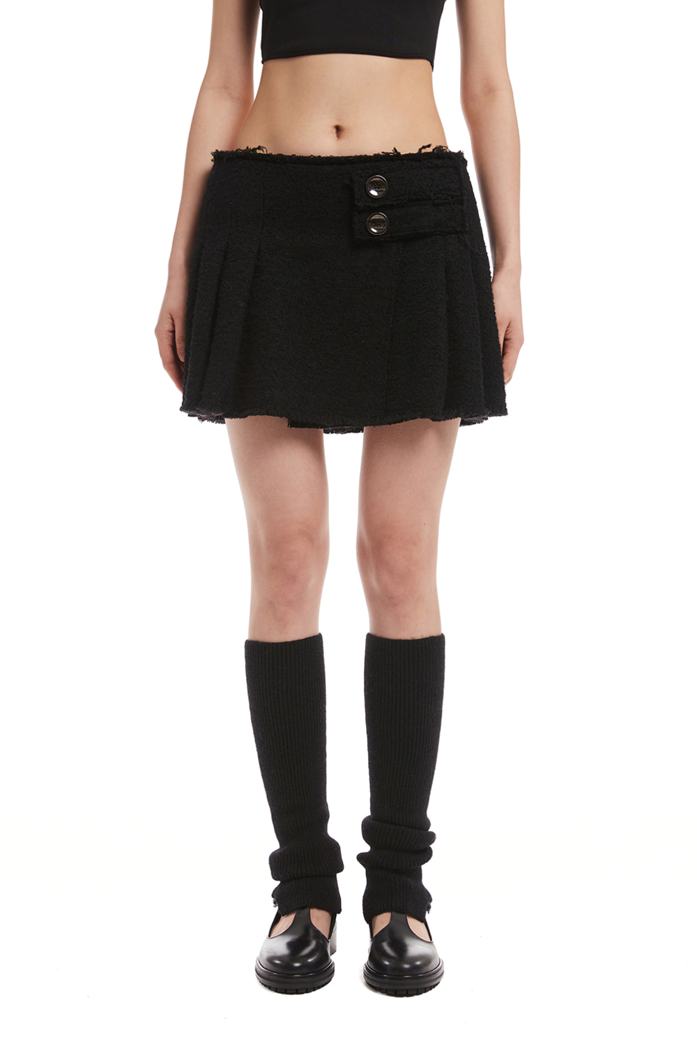 Black Pleated Mini Skirt