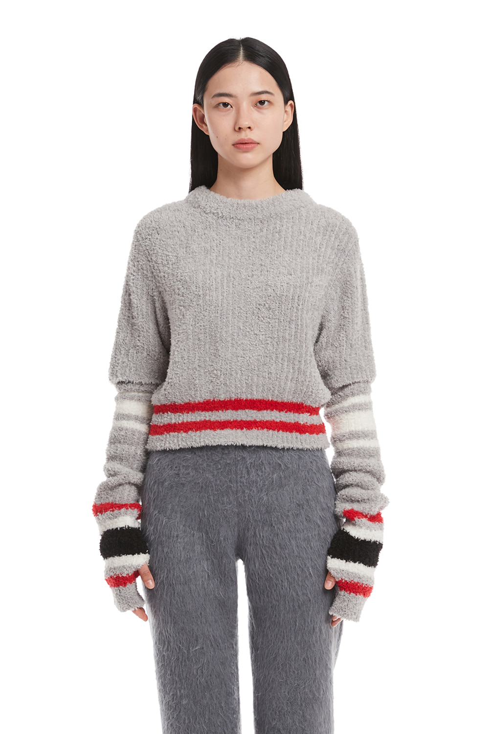 Grey Detachable sleeves Sweater