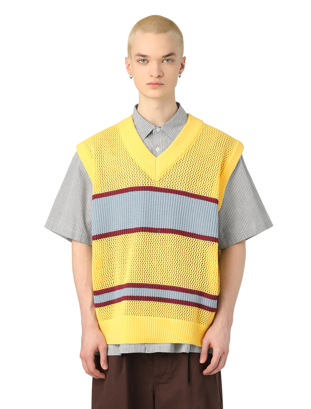 Stripe Knit Vest Yellow