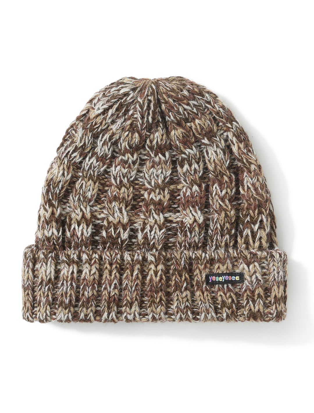 Multicolor Knit Beanie Brown