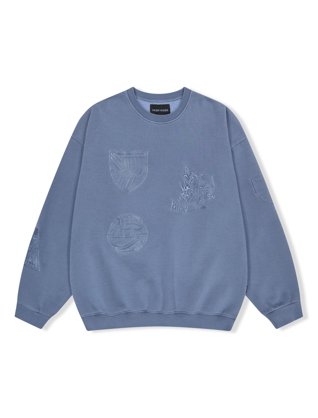 Y.E.S Pigment Embroidery Sweatshirt Blue