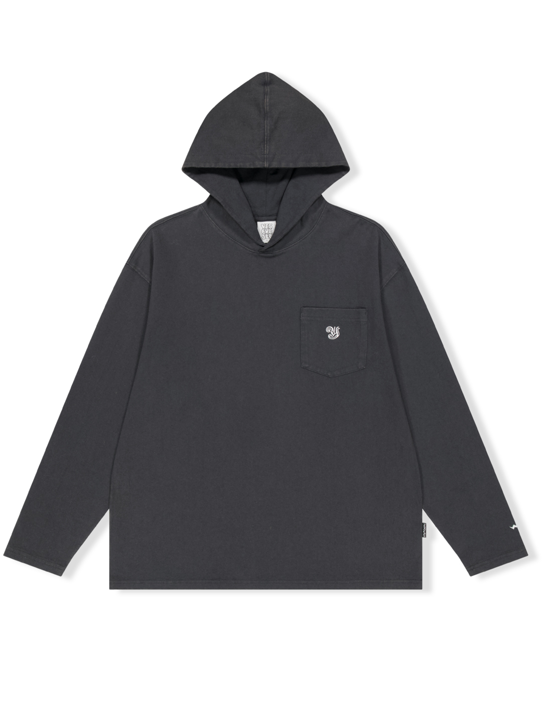 Y.E.S Washed Single Hoodie Charcoal