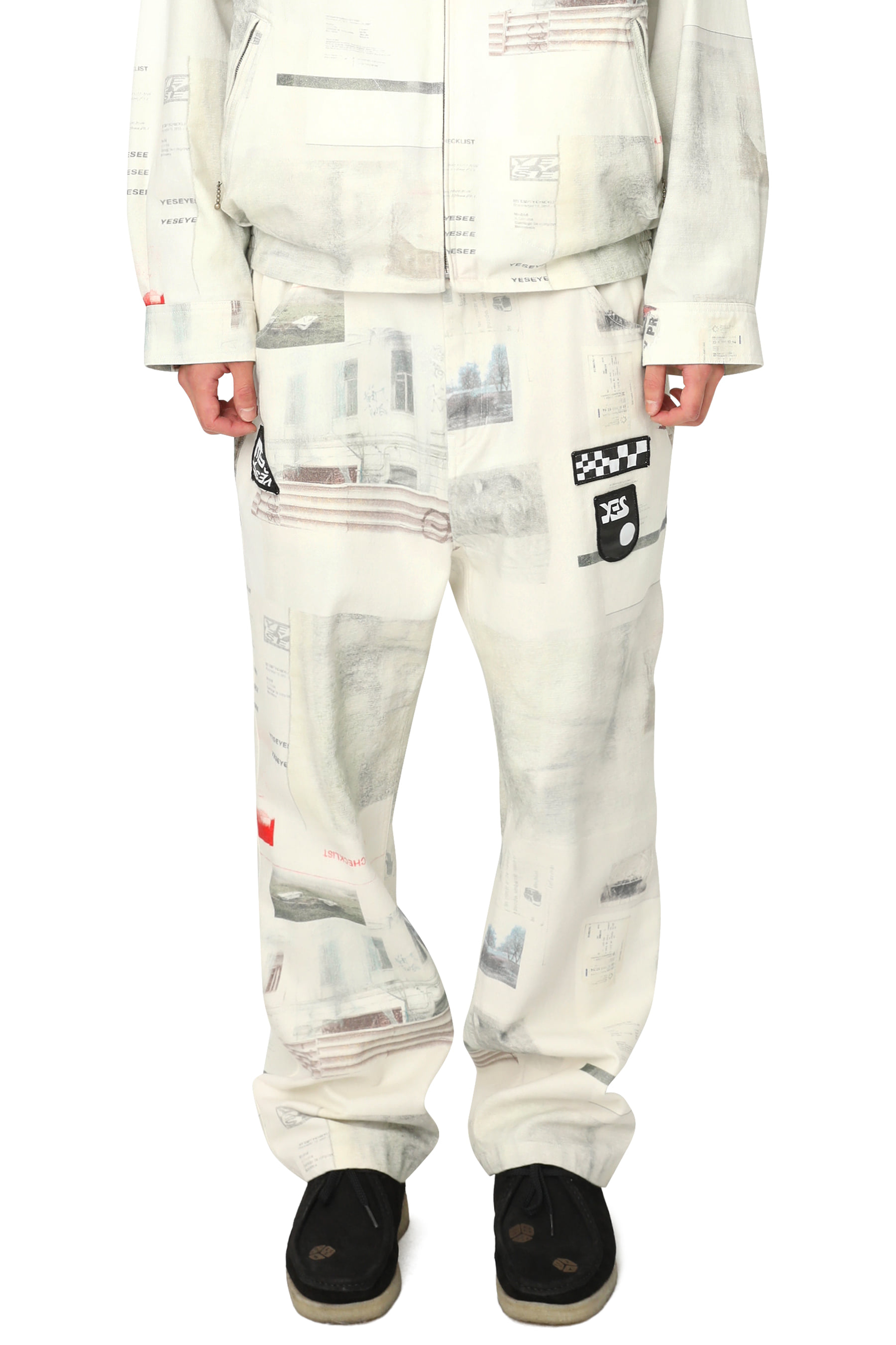 Patched Twill Pants White
