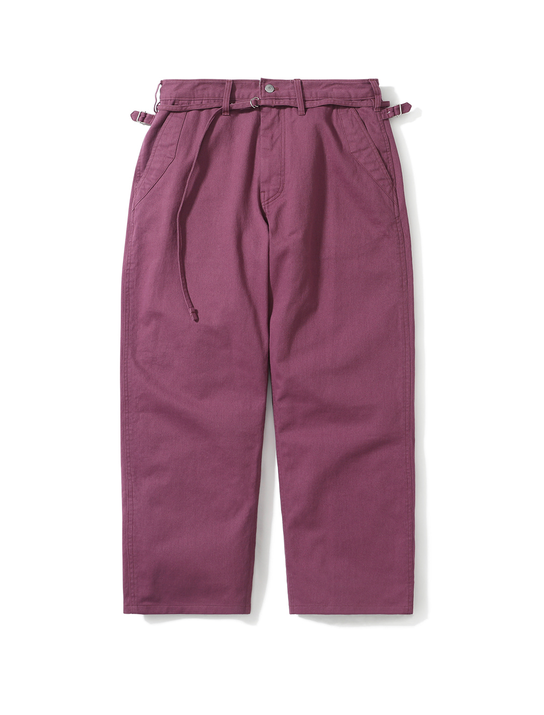 Naive Belted Twill Pants Plum