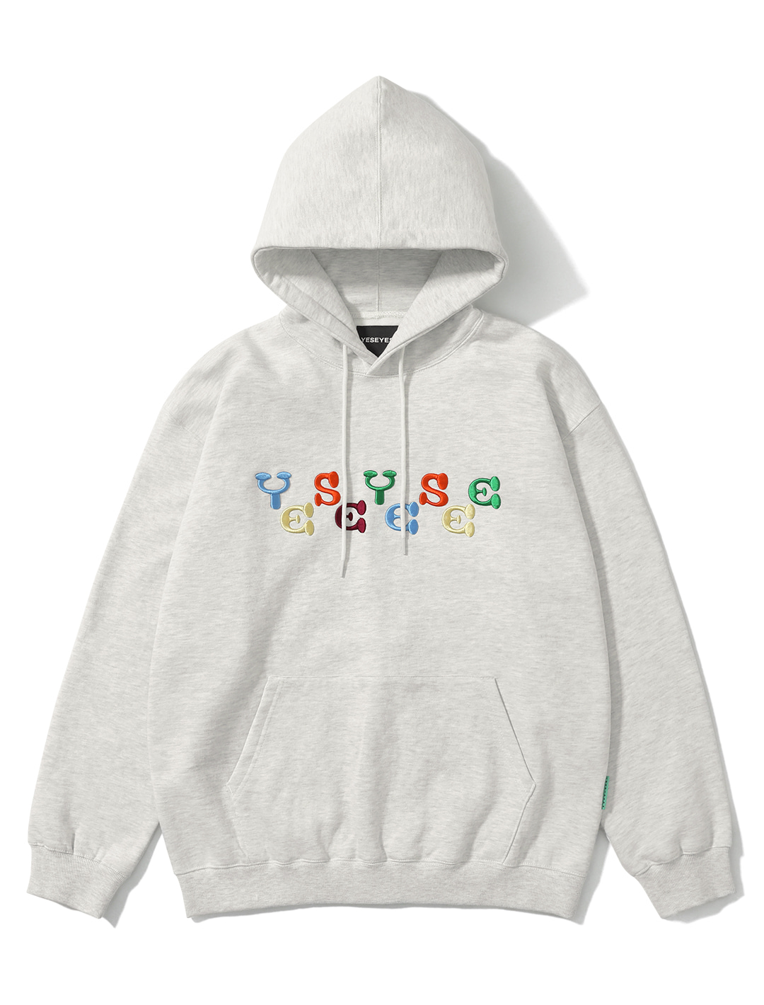 Color Embroidery Hoodie Light Grey