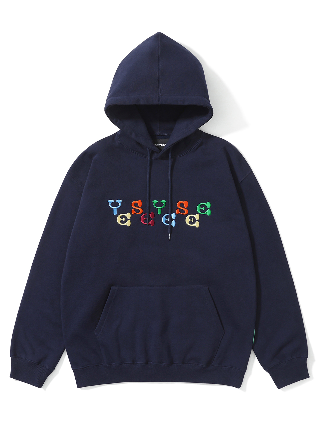 Color Embroidery Hoodie Navy