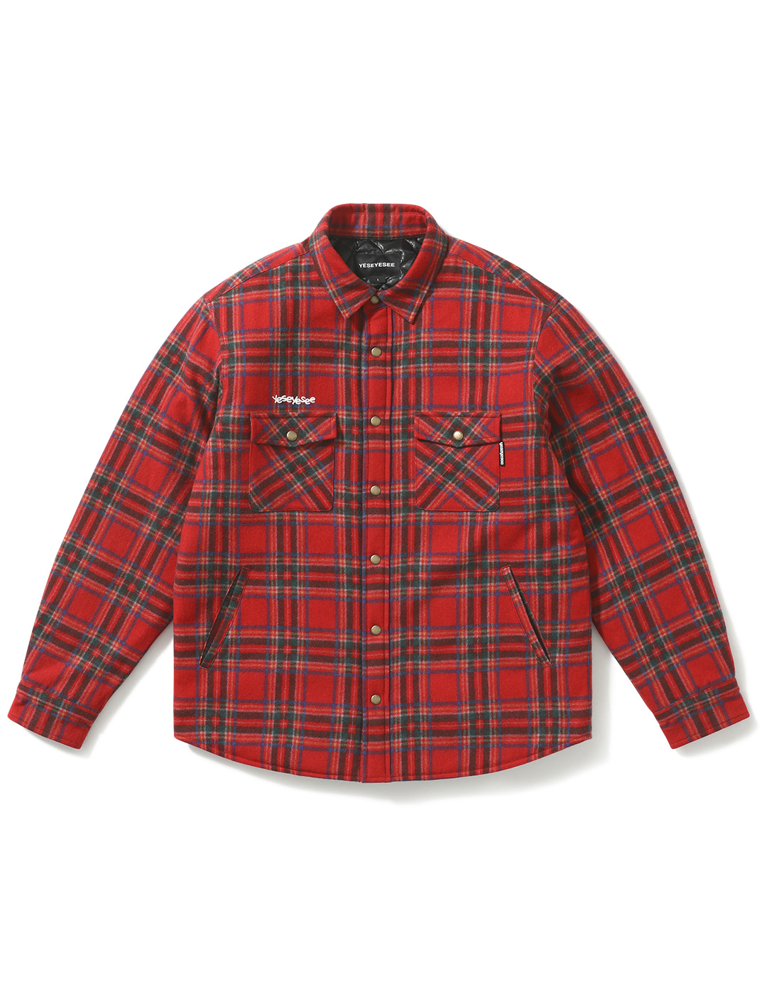 Plaid Quilted Wool Shirts Red