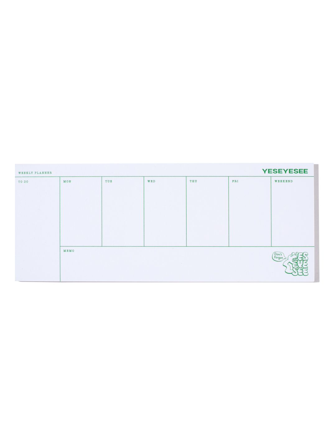 Y.E.S Weekly Planner Green