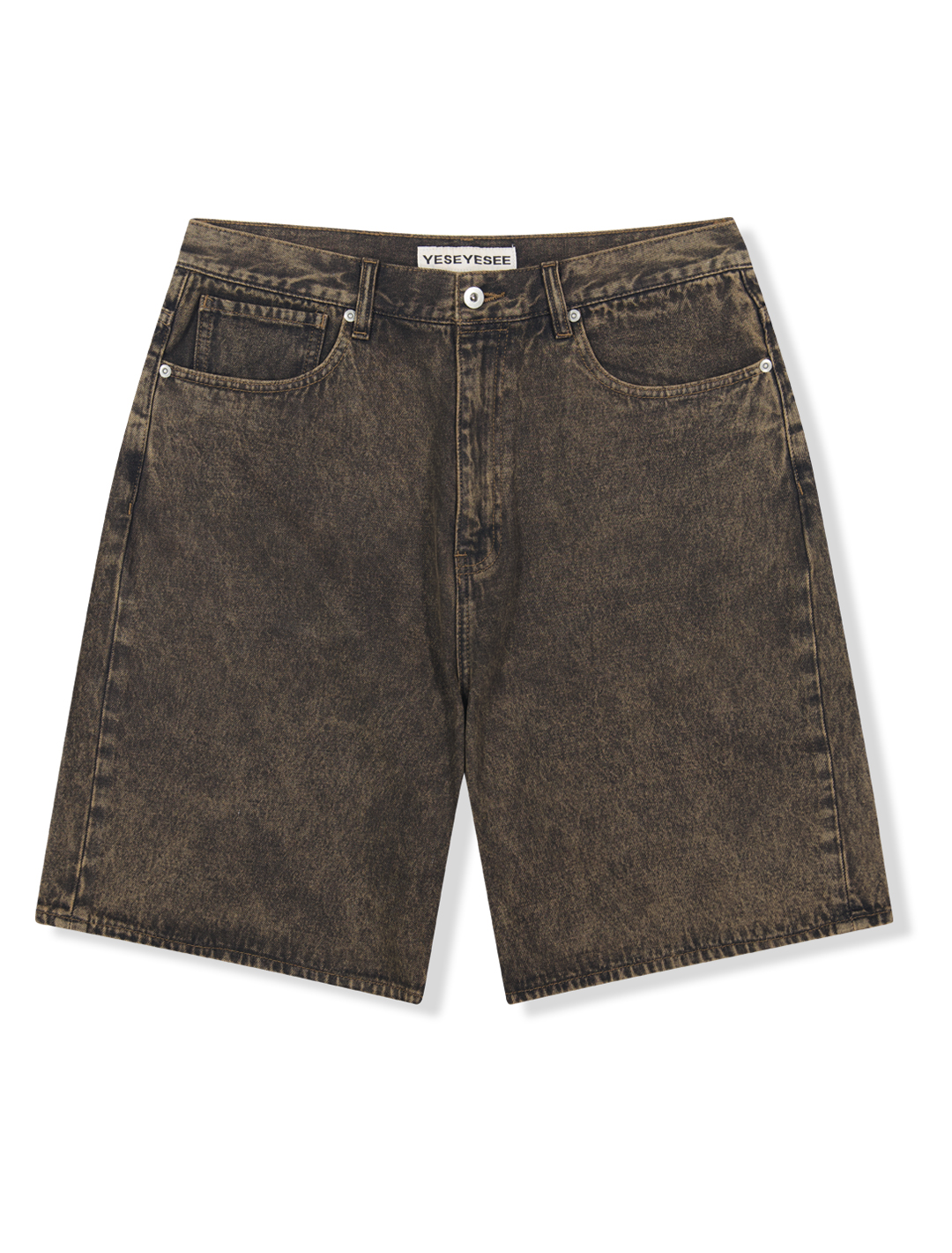 Basal 5 Pockets Denim Shorts Brown