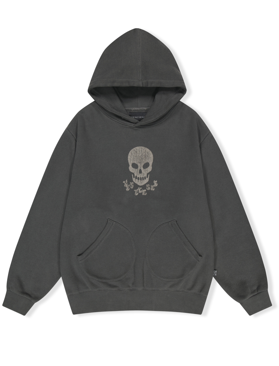 Y.E.S Skull Pigment Hoodie Charcoal