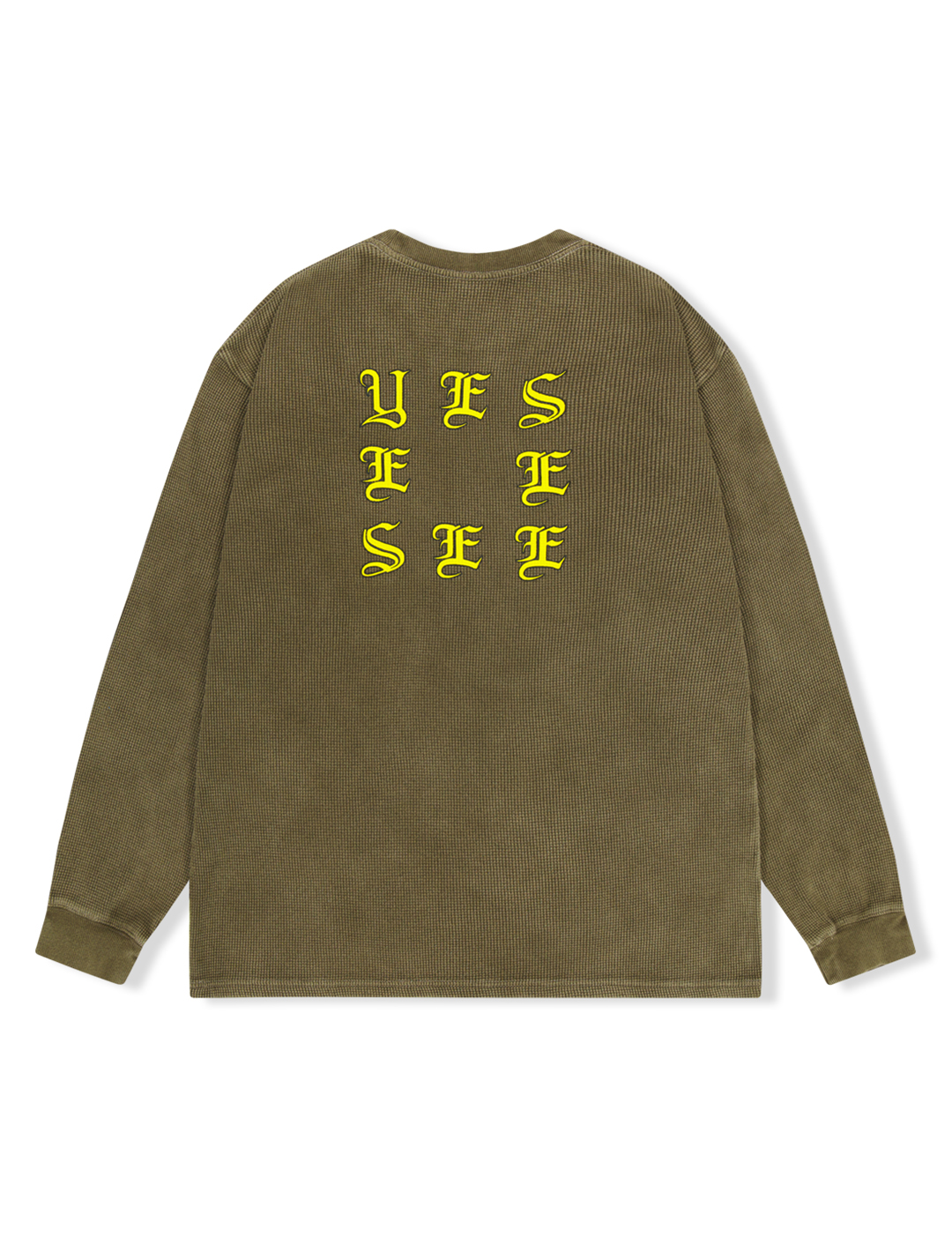 Y.E.S Washed Waffle L/S Olive