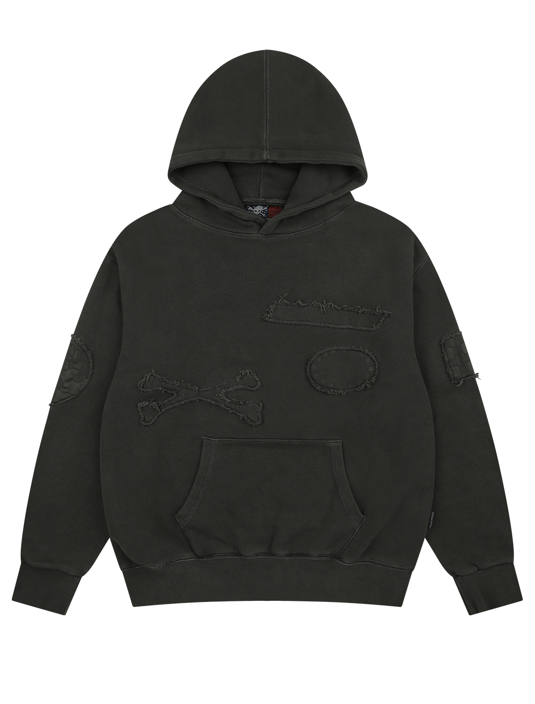 YESEYESEE X Insane Garage Pigment Patched Hoodie Charcoal