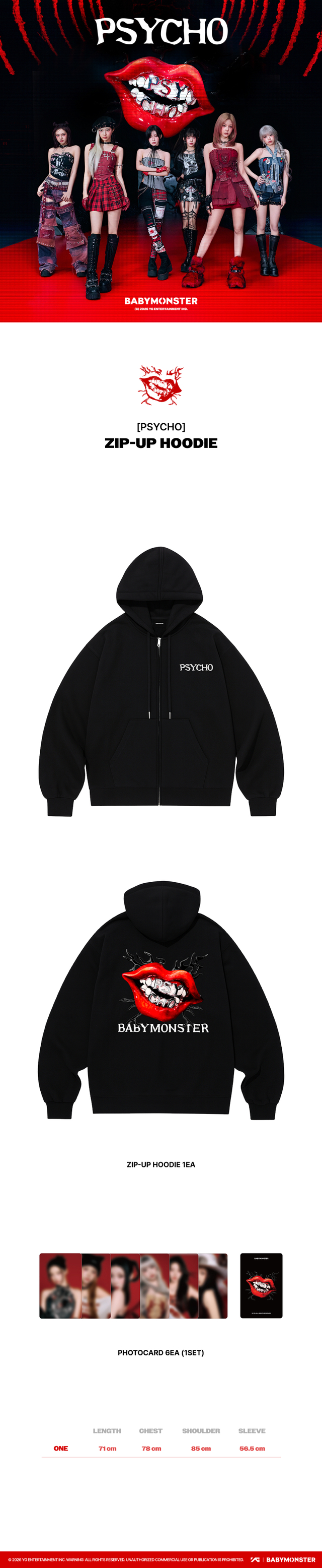 PSYCHO] BABYMONSTER ZIP-UP HOODIE - YG SELECT