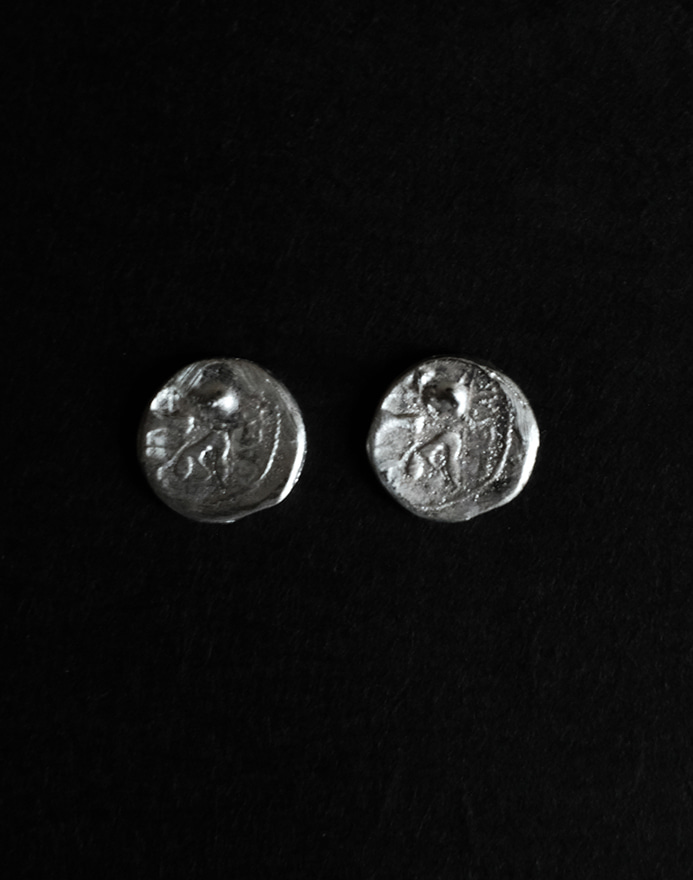 Ancient Coin Motif Stud Earrings