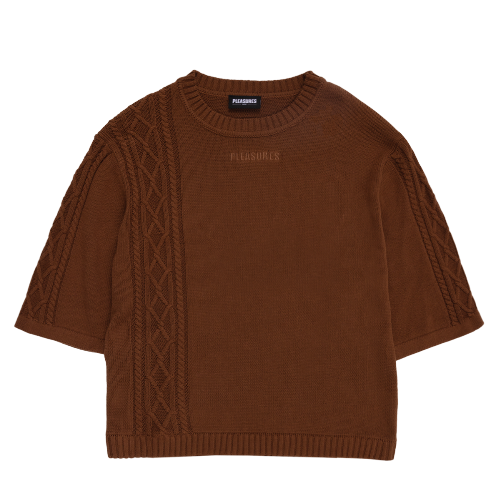 PLEASURES Charlie Mock Neck Knit Shirt &quot;Brown&quot;