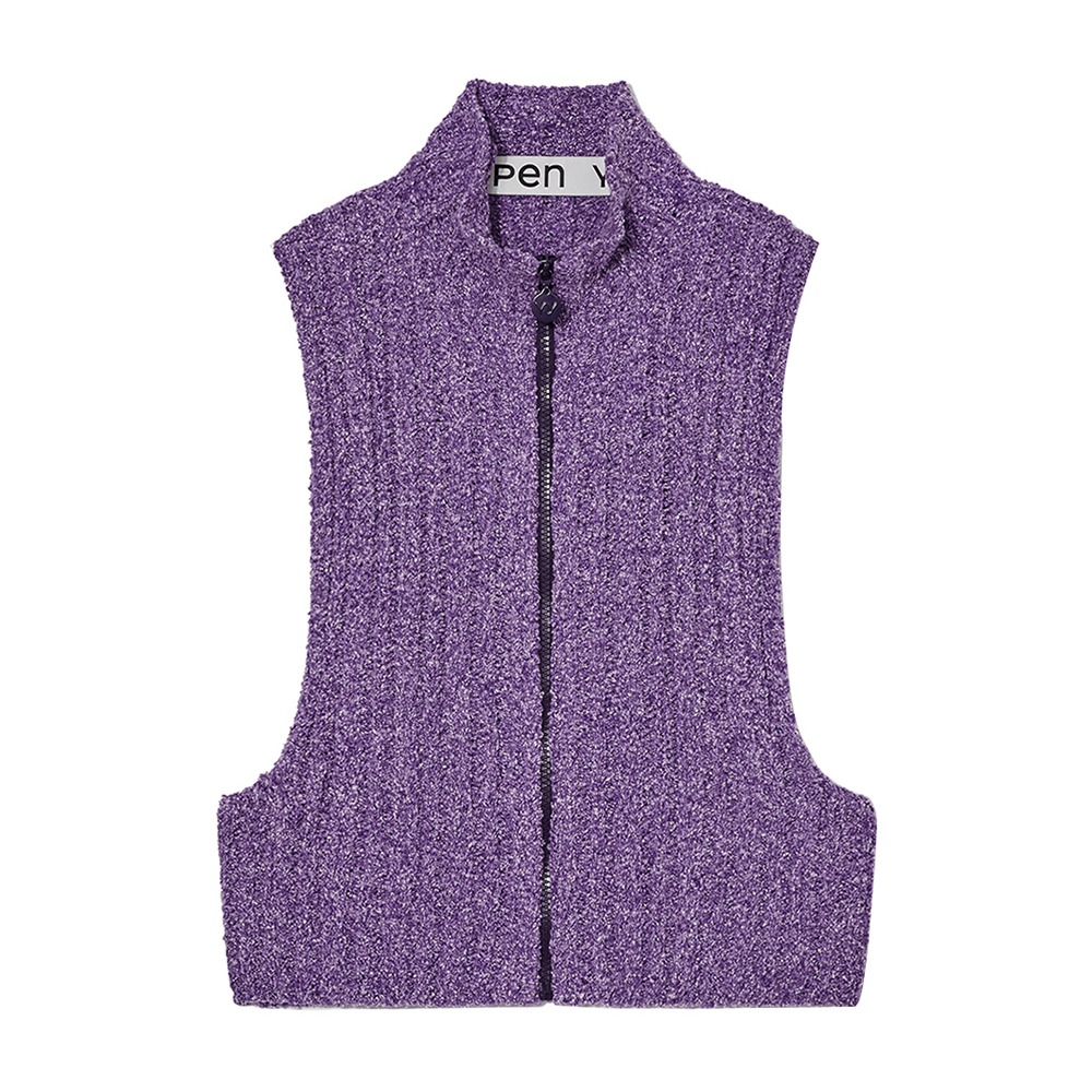 OPEN YY Ribbed Zip Knit Vest &quot;Purple&quot;