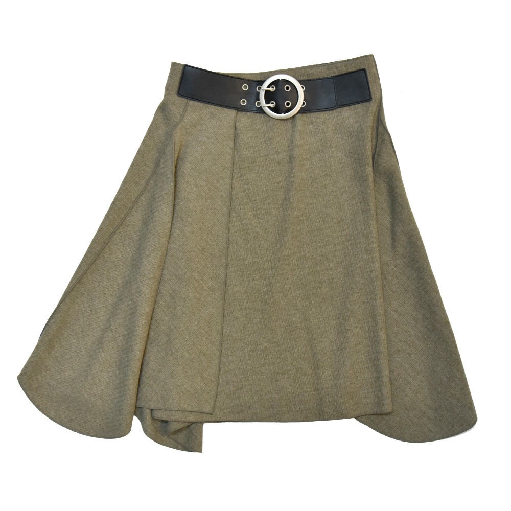 Polysooem Belt Wrapped Skirt &quot;Khaki&quot;