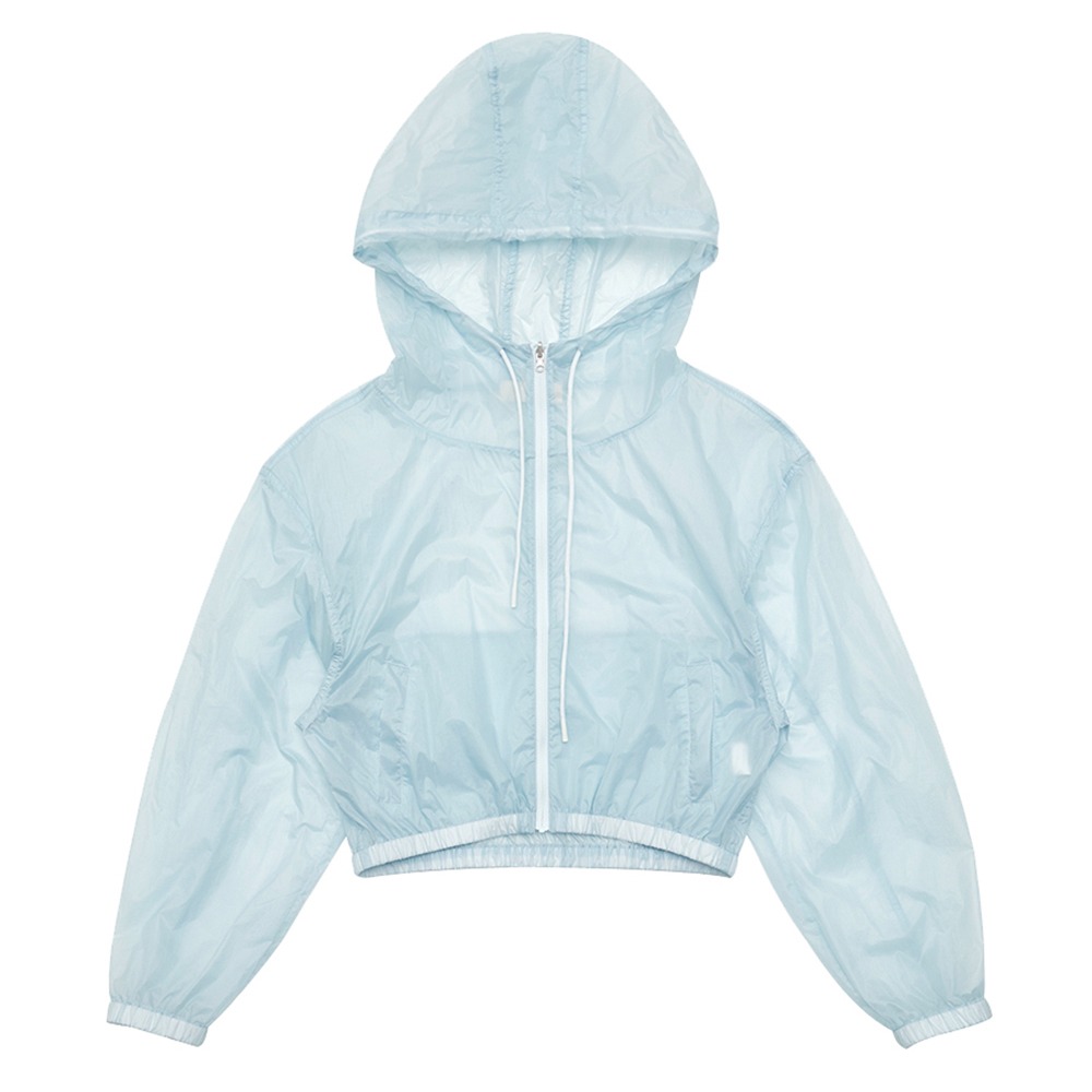 AMOMENTO Reversible Shirring Crop Hooded Jumper &quot;Sky Blue&quot; (Women)