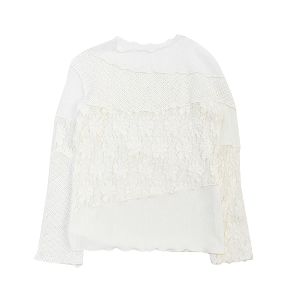 Polysooem Frayed Patchwork Sweater &quot;White&quot;