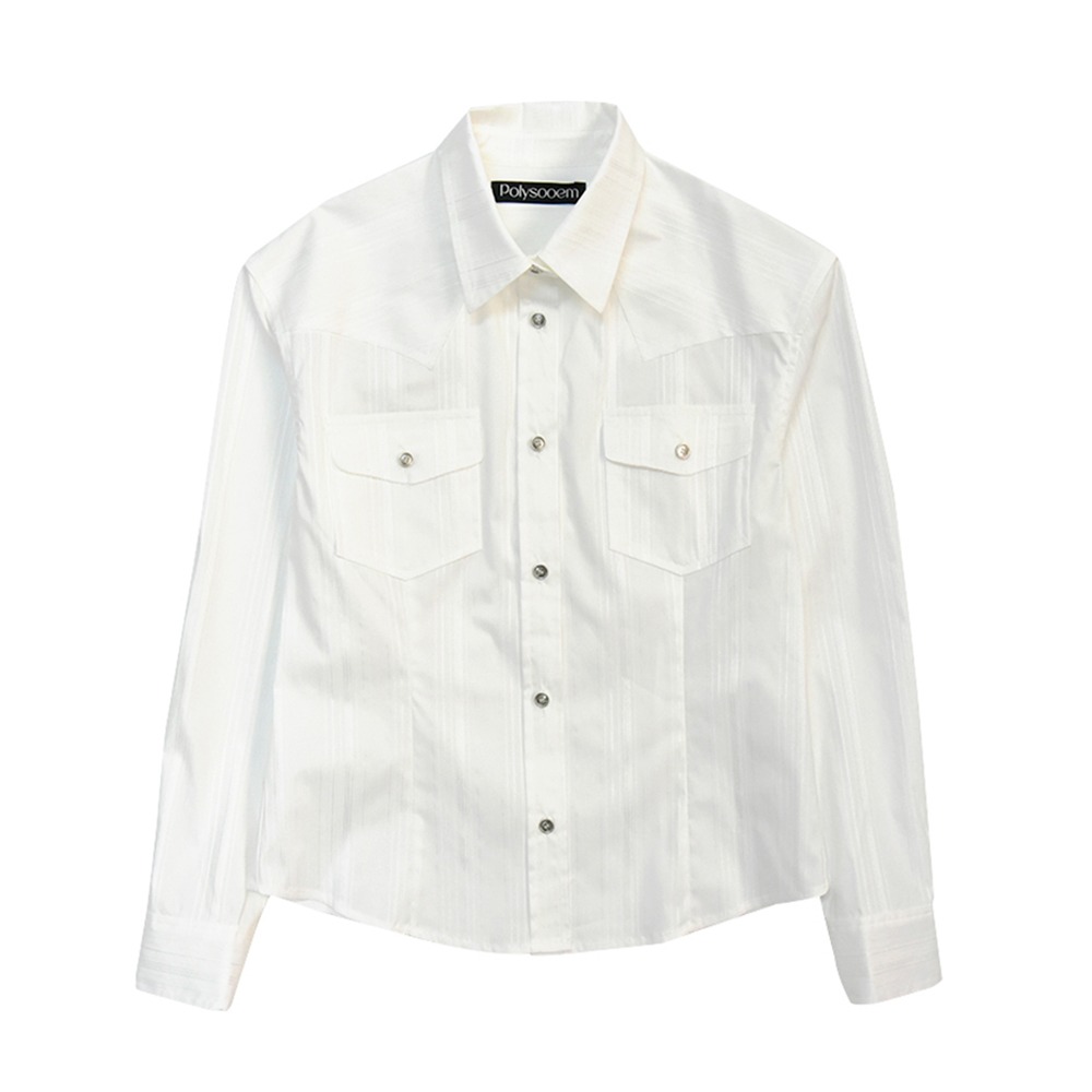 Polysooem Western Glitter Stripe Shirt &quot;White&quot;