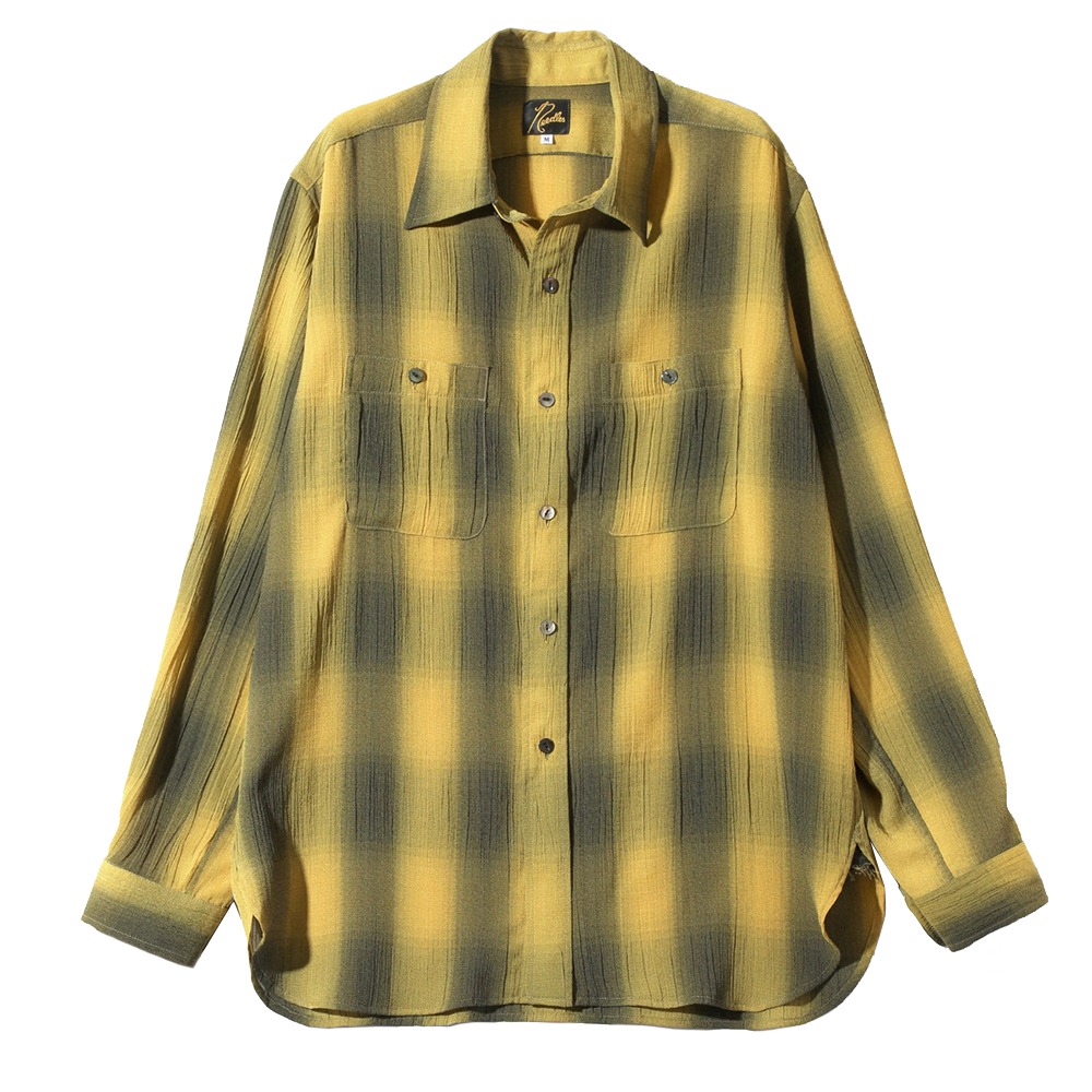 NEEDLES Work Shirt - Poly Crepe Ombre Plaid &quot;A-Yellow&quot;