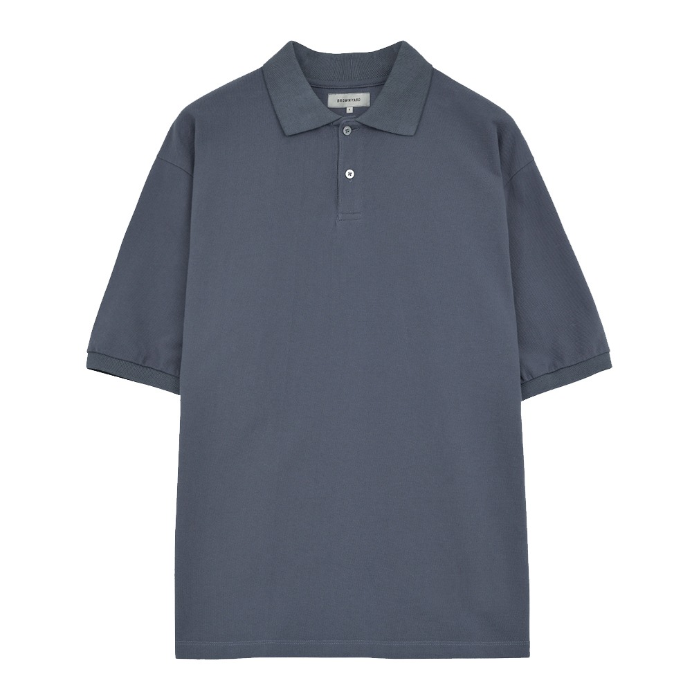 BROWNYARD Cotton Pique Shirt &quot;Blue Grey&quot;