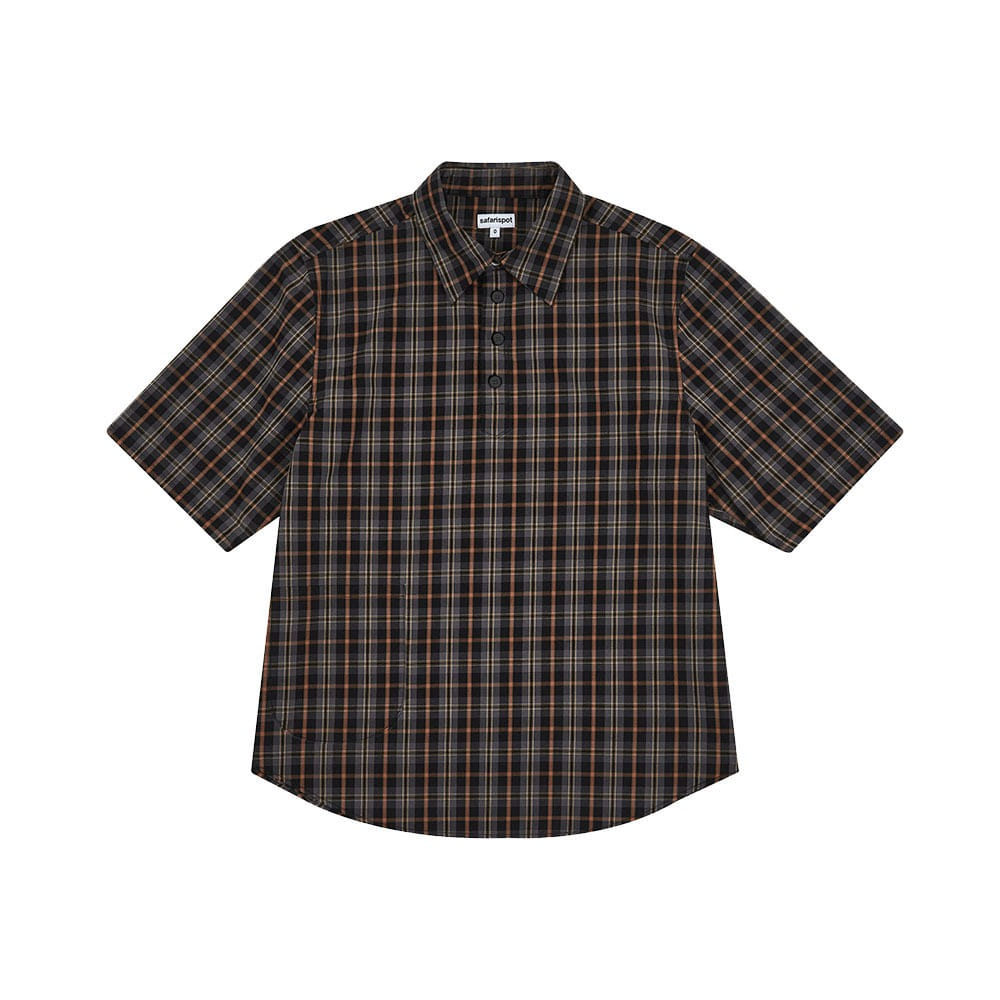 Safarispot Pocket Check Half Shirts &quot;Brown&quot;